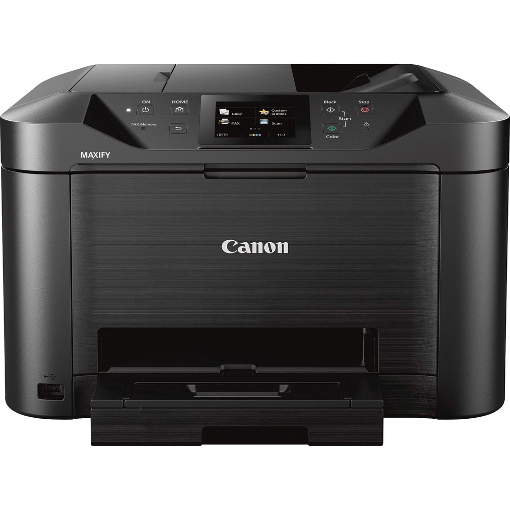 CNMMB5120 - All-in-one printer delivers big business results with crisp, sharp text and vibrant colors. Ideal for up to nine users, this small office printer is ready for big workloads by offering a quick first print in as little as 6 seconds and has fast two-sided scanning and copying. With MAXIFY, you can create custom profiles to make it easier to access your most used copy, scan or fax settings, and with job reservation, you can queue up multiple jobs. Dual Resistant High Density (DRHD) inks allow smudge-resistant and highlighter-resistant prints for crisp, consistent prints. Built-in Wi-Fi makes it easy to share and print information directly from your mobile device via select popular Cloud services. Always stay connected and informed with the standard Management information Base (MIB) support to let you easily manage the MAXIFY printers on your network. All-in-one printer also features 250-sheet paper tray, auto-sheet feeder, auto power on and more.