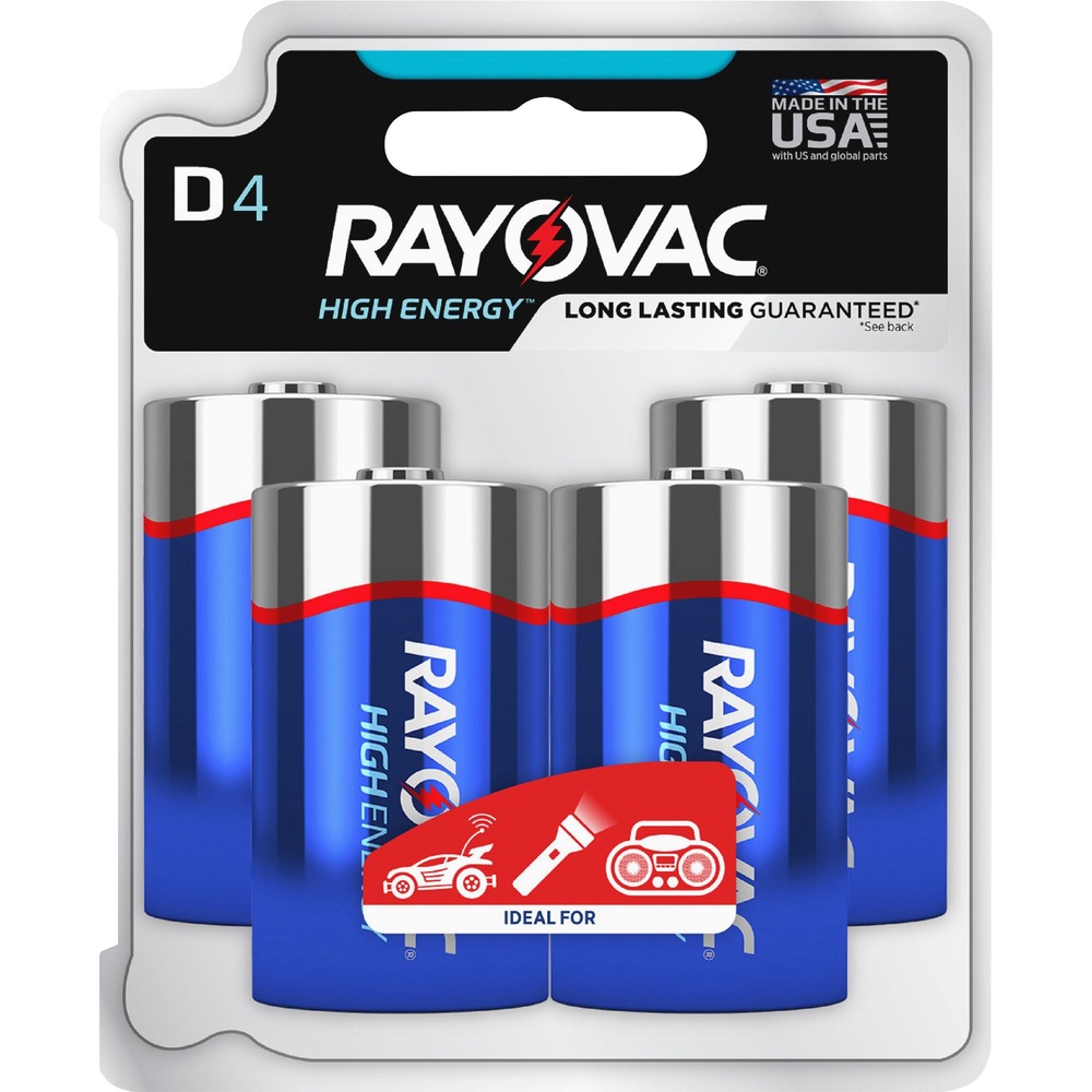 RAY8134TK - High-Energy Alkaline D Batteries provide premium performance and are ideal for your medium-drain devices, including battery-operated toys, flashlights and LED flashlights. They are suited to low-drain devices when changing batteries is difficult or inconvenient. High-quality materials ensure dependable, long-lasting power for portable electronics. Mercury-free manufacturing helps minimize their environmental footprint. With Ready Power technology, batteries stay fresh up to 10 years in storage. This technology helps control the internal stability of the battery with improved electrolyte utilization, refined corrosion inhibitors and ultra-pure materials for long-term stability. The battery closure offers a tight seal for maximum reliability.