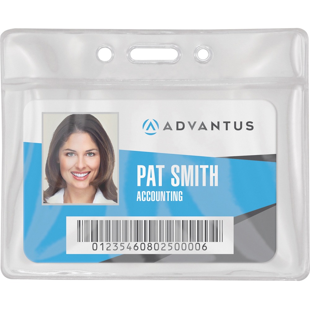 AVT75683 - ID Badge Holders are constructed of durable, clear vinyl and designed to accommodate IDs or badges up to 3-1/2" x 2-1/2". ID holders feature three pop-out eyelets in two sizes for compatibility with a variety of lanyards, badge reels and clips (sold separately). Top-loading holders offer a horizontal orientation.