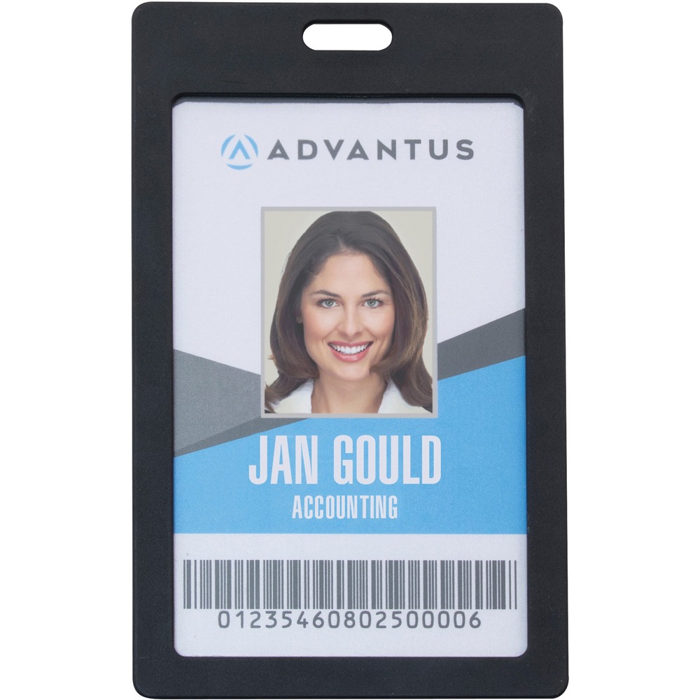 AVT97068 - This ID Card Holder is the perfect way to keep your company ID card visible, clean and in good shape. Hard plastic construction with a clear window provides the ultimate protection from daily wear and tear. Thumb cutout provides easy opening to insert card. Snapping closure locks card into place. Die-cut slot hole allows easy attachment to lanyards, split rings, card reels and badge clips (sold separately). Card holder accommodates cards up to 2" x 3-1/4" in vertical orientation.