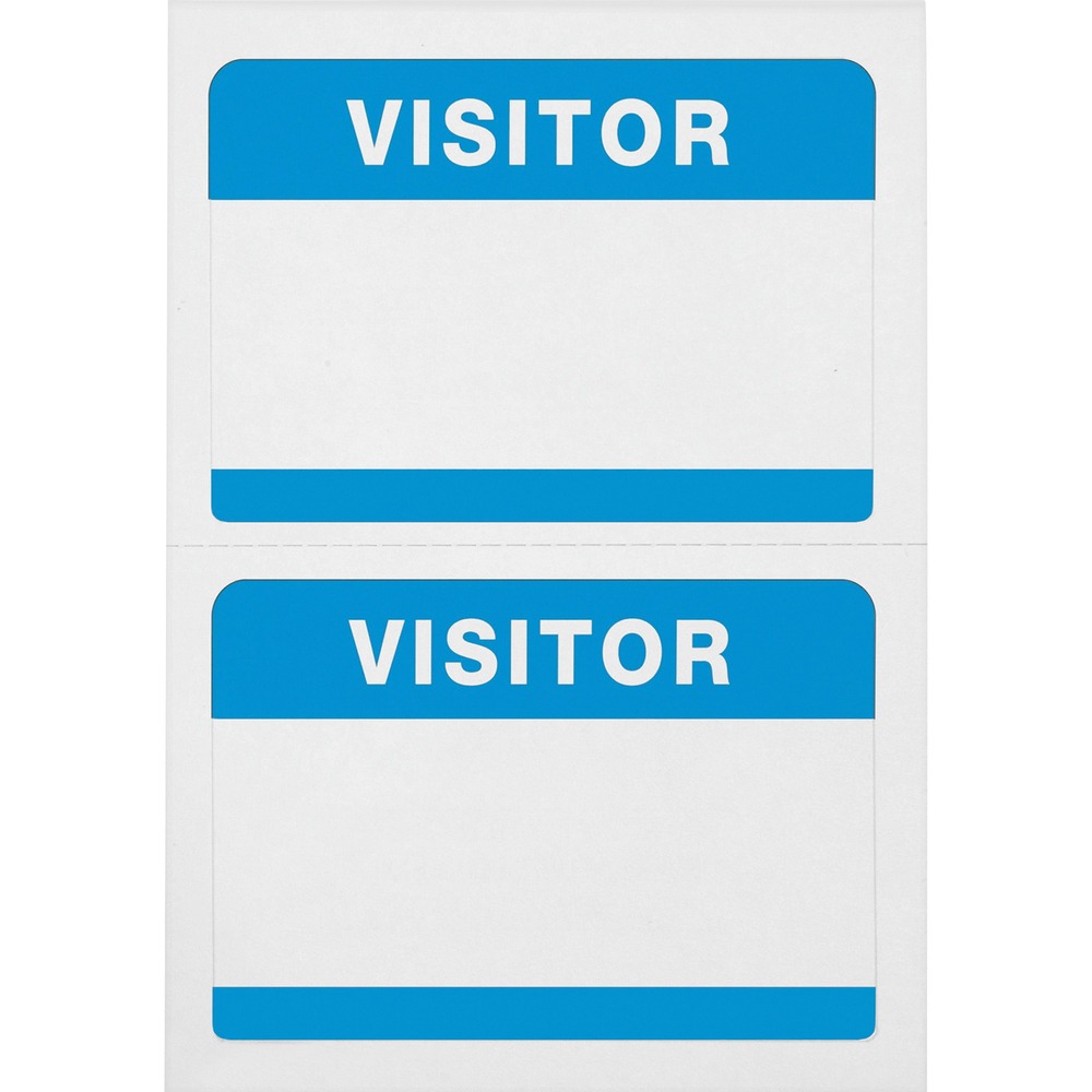 AVT97190 - Easily identify visitors at your facility with Adhesive-backed Visitor Badges. Each badge is 3-1/2" wide x 2-1/4" high and can be written on or typed on to add names under the included "visitor" heading. They are a great solution for meetings, conferences and other events. Badges feature an easily removable backing and adhesive compatible with most clothing and fabrics. They should not be used on leather.