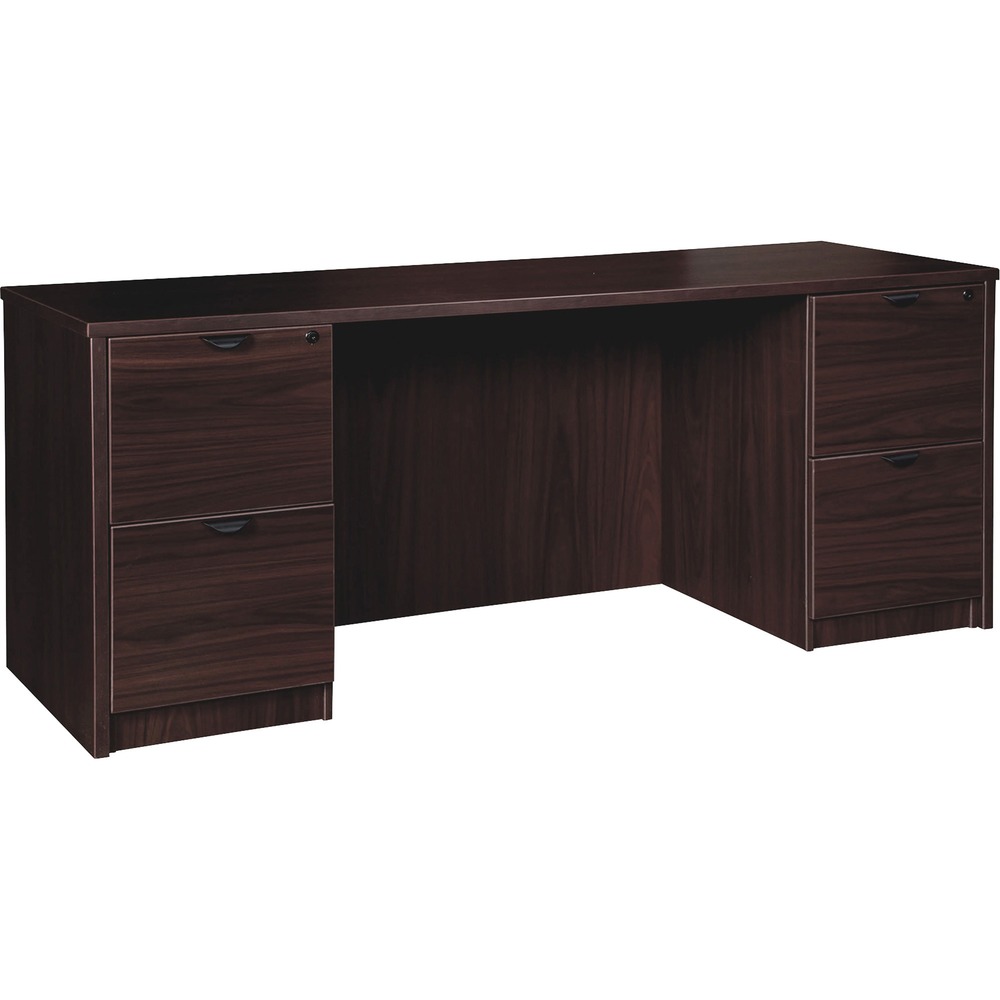 LLRPC2466ES - Double-pedestal credenza is part of the Lorell Prominence 2.0 Series that offers an elegant design perfect for your executive office suites. Durable, Espresso laminate surface is mar-resistant, burn-resistant and impact-resistant to withstand hectic, daily work life. The 1" thick top features matching 3mm edgebanding and is manufactured with 45 lb. density particleboard. All surfaces are finished on both sides with high-performance, thermally fused melamine. Freestanding, 66" wide credenza features a full modesty panel for privacy and two full pedestals each with two locking file drawers to secure your important documents in letter-size and legal-size hanging files. Hangrails are included. File drawers have 100 lb. full-suspension, ball-bearing slides. Use the single grommet in the top and back to easily route your cords. The 3/4" adjustable glides allow credenza to remain level on uneven surfaces. Credenza ships fully assembled so it's ready for immediate use.