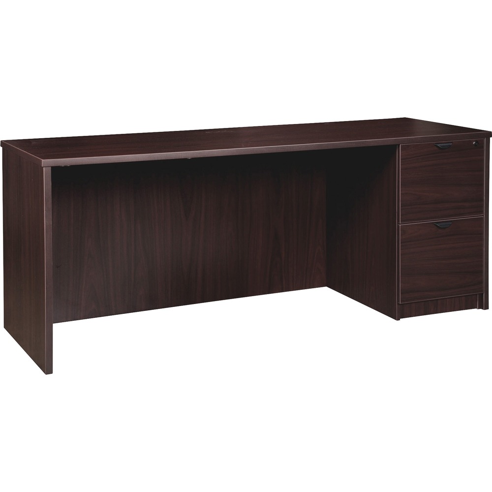 LLRPC2466RES - Right-pedestal credenza is part of the elegant, Lorell Prominence 2.0 Series that is perfect for your executive office suites. Pair with single-pedestal desks, returns and bridges to create L-shaped and U-shaped configurations. Durable, Espresso laminate surface is mar-resistant, burn-resistant and impact-resistant to withstand hectic, daily work life. The 1" thick top with matching 3mm edgebanding is made with 45 lb. density particleboard and finished on both sides with high-performance, thermally fused melamine. 66" wide credenza features a full modesty panel for privacy, single grommet in the top and back, and one full pedestal with two locking file drawers to secure your important documents in letter-size and legal-size hanging files with included hangrails. File drawers have 100 lb. full-suspension, ball-bearing slides. The 3/4" adjustable glides allow credenza to remain level on uneven surfaces. Credenza ships fully assembled so it's ready for immediate use.