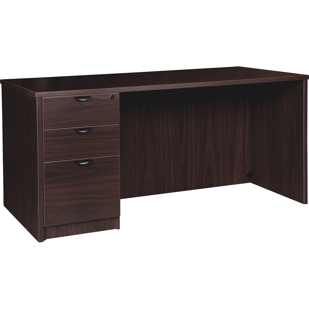 LLRPD3060LSPES - Left-pedestal desk is part of the elegant, Lorell Prominence 2.0 Series that is perfect for your executive office. Pair with single-pedestal desks, returns and bridges to create L-shaped and U-shaped configurations. Durable, Espresso laminate surface is mar-resistant, burn-resistant and impact-resistant to withstand daily work life. The 1" thick top with matching 3mm edgebanding is made with 45 lb. density particleboard and finished on both sides with high-performance, thermally fused melamine. The 60" wide desk features a full modesty panel for privacy, two grommets in the top, and a full pedestal with locking drawers to secure files and supplies. Pedestal includes two box drawers for supplies and one file drawer for letter-size or legal-size hanging files with included hangrails. Box and file drawers have 100 lb. full-suspension, ball-bearing slides. The 3/4" adjustable glides allow desk to remain level on uneven surfaces. Desk ships fully assembled so it's ready for immediate use.