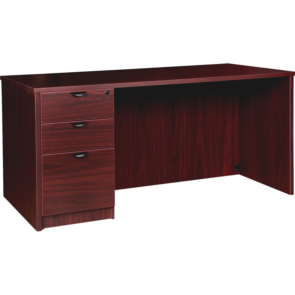 LLRPD3060LSPMY - Left-pedestal desk is part of the elegant, Lorell Prominence 2.0 Series that is perfect for your executive office. Pair with single-pedestal desks, returns and bridges to create L-shaped and U-shaped configurations. Durable, Mahogany laminate surface is mar-resistant, burn-resistant and impact-resistant to withstand daily work life. The 1" thick top with matching 3mm edgebanding is made with 45 lb. density particleboard and finished on both sides with high-performance, thermally fused melamine. The 60" wide desk features a full modesty panel for privacy, two grommets in the top, and a full pedestal with locking drawers to secure files and supplies. Pedestal includes two box drawers for supplies and one file drawer for letter-size or legal-size hanging files with included hangrails. Box and file drawers have 100 lb. full-suspension, ball-bearing slides. The 3/4" adjustable glides allow desk to remain level on uneven surfaces. Desk ships fully assembled so it's ready for immediate use.