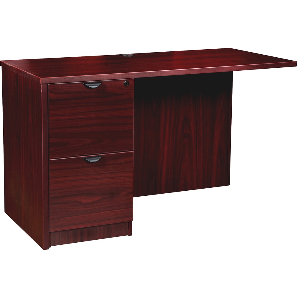 LLRPR2448LMY - Left return is part of the elegant, Lorell Prominence 2.0 Series that is perfect for your executive office. It is not freestanding. Pair with right-pedestal desks or credenzas to create L-shaped and U-shaped configurations. Durable, Mahogany laminate surface is mar-resistant, burn-resistant and impact-resistant to withstand daily work life. The 1" thick top features matching 3mm edgebanding and is manufactured with 45 lb. density particleboard. All surfaces are finished on both sides with high-performance, thermally fused melamine. Return features a full modesty panel for privacy and a full pedestal with two locking file drawers to secure important files. File drawers hold letter-size or legal-size hanging files with included hangrails and have 100 lb. full-suspension, ball-bearing slides. The 3/4" adjustable glides allow return to remain level on uneven surfaces. Grommet in the top worksurface allows convenient cord management. Return ships fully assembled for immediate use.