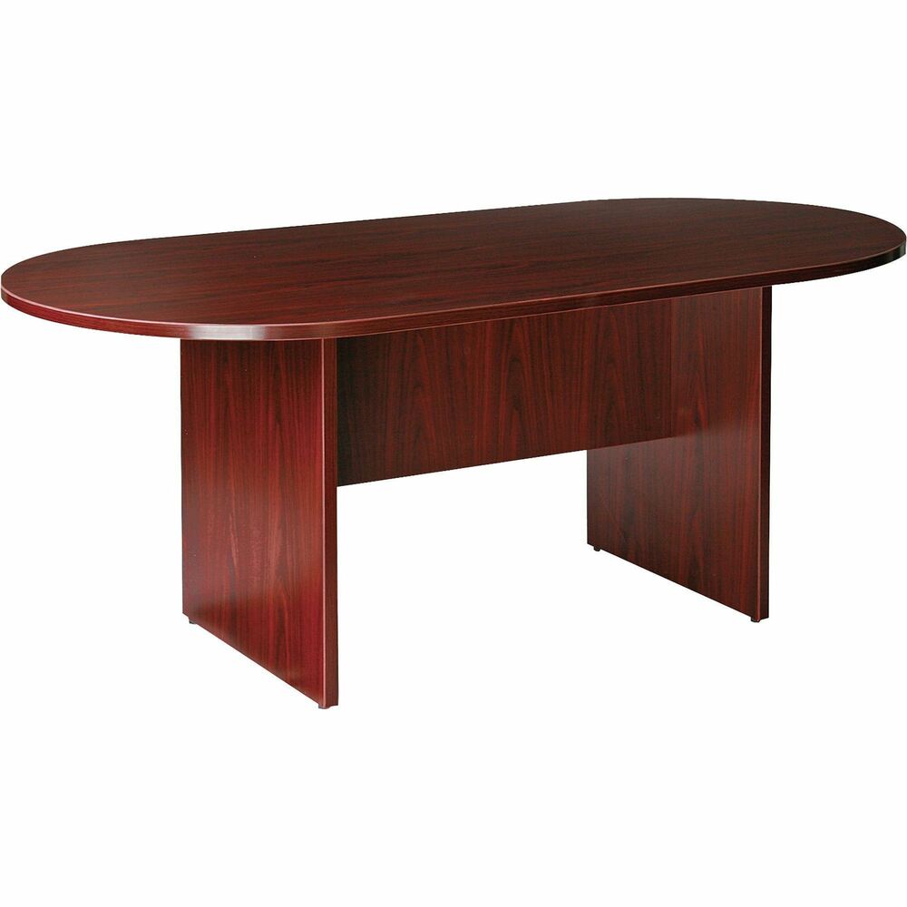 LLRPT7236MY - Racetrack conference table is part of the Lorell Prominence 2.0 Series that offers an elegant design perfect for your executive office suites. It seats four to six people. Durable, Mahogany laminate surface is mar-resistant, burn-resistant and impact-resistant to withstand hectic, daily work life. The 1" thick top features matching 3mm edgebanding. Table is made with 45 lb. density particleboard and finished on both sides with high-performance, thermally fused melamine. Table features a stable base with a modesty panel and 3/4" adjustable glides to remain level on uneven surfaces. Weight capacity is 273 lb.