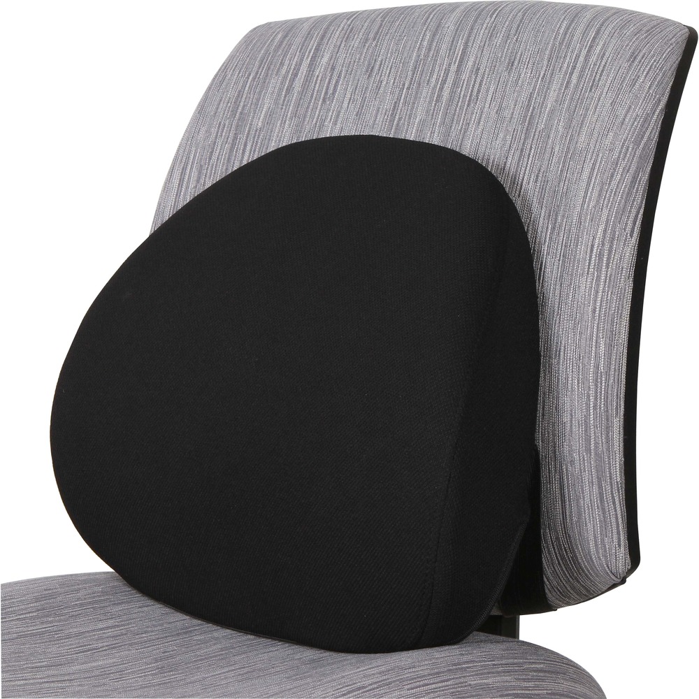 LLR42170 - Make your office chair more comfortable with this lumbar back support. Ergonomic design includes thick memory foam molded to cradle your spine. Lumbar back support is covered in fabric for smooth contact. The wide elastic band attaches easily to your office chair.