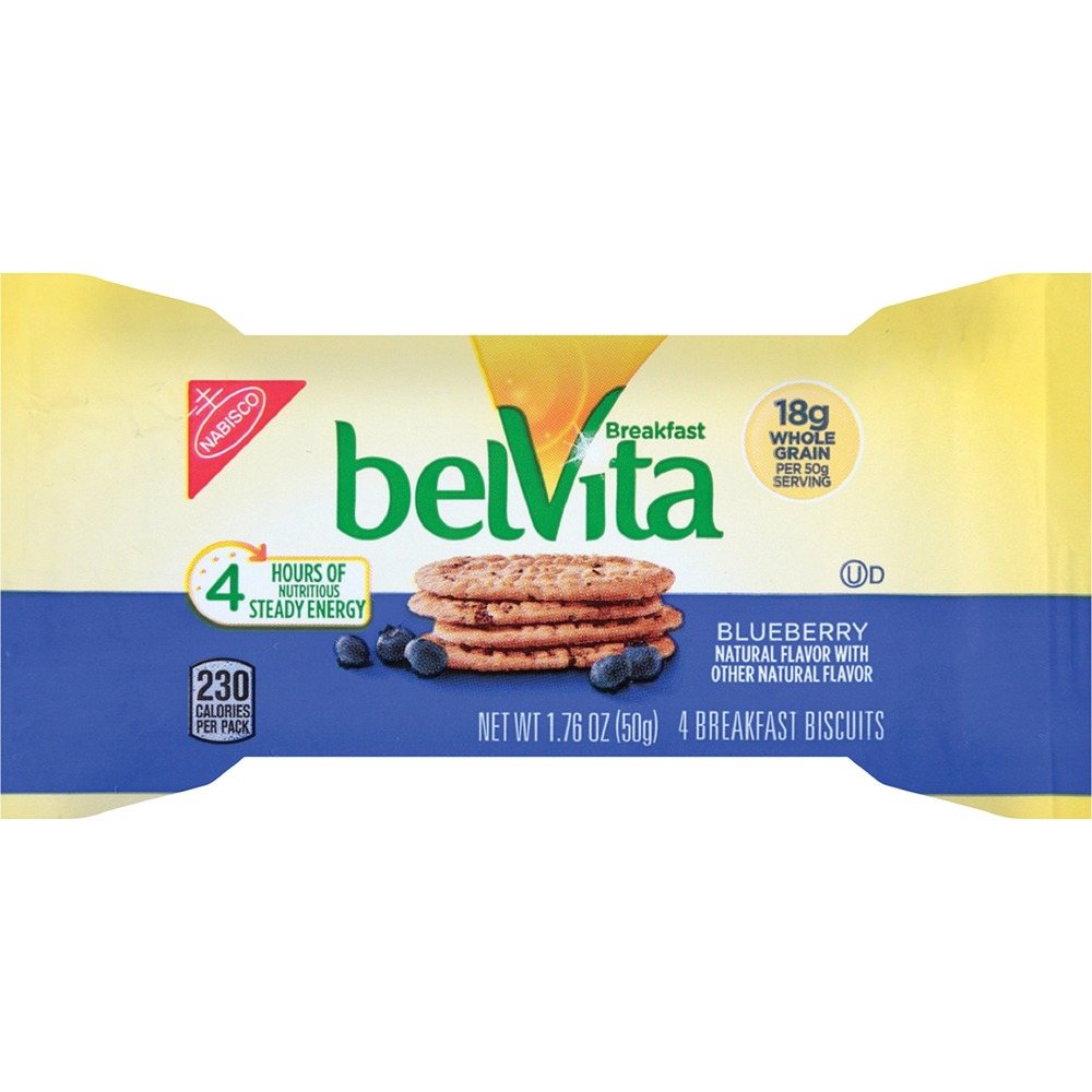 MDZ02908 - Kickstart your morning with BelVita breakfast biscuits to prepare yourself for whatever the day brings. Delicately crunchy biscuits are specially baked to release 4 hours of nutritious steady energy to keep you going all morning long. Simple recipe contains wholesome, fine ingredients without any high-fructose corn syrup, partially hydrogenated oils, artificial flavors or sweeteners. Breakfast biscuits are packaged in individual serving-size packs for convenient on-the-go enjoyment.
