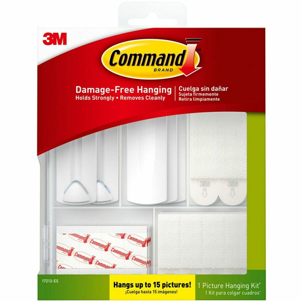 MMM17213ES - Command Picture Hanging Kit contains an assortment of Command Picture Hanging products in a reclosable kit for easy storage and organization. Always have the products you need to quickly and easily hang your decor. Best of all, when you are ready to take down or move your pictures, they come off cleanly - no nail holes or sticky residue. Kit includes three sawtooth picture hangers, two wire-back picture hangers, five large strips, four pairs of large picture hanging strips, eight pairs of small picture-hanging strips, and 16 poster strips. More from the Manufacturer