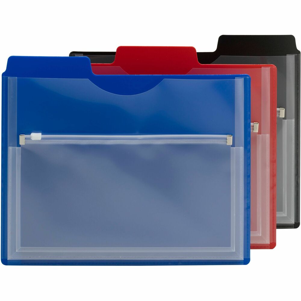 SMD89614 - Manage active projects safely and easily. Durable and water-resistant polypropylene stock resists tears and moisture and is easy to clean, keeping important documents and incidentals safe from spills. Zip pouch on the front is ideal for small items, such as notes, flash drives, business cards and keys. Organizer is closed on three sides for added security. Pocket expands to 1/2" for added capacity.