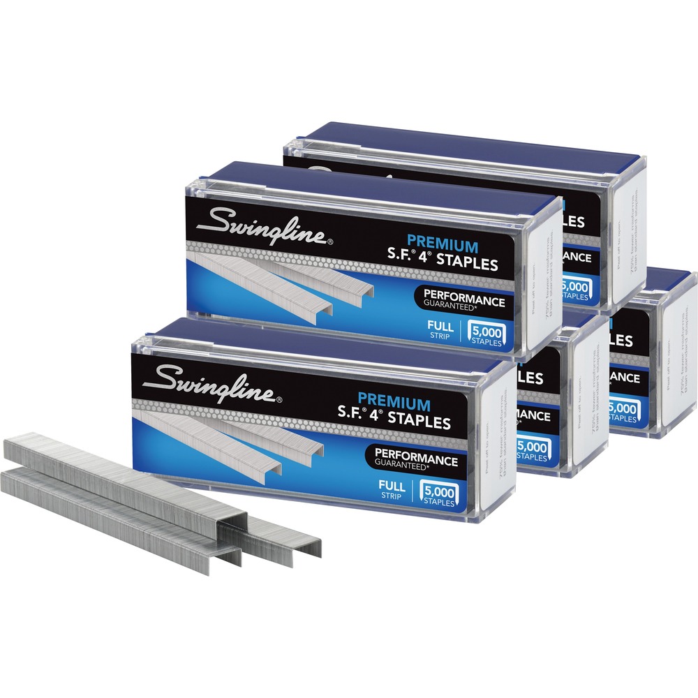 SWI35481 - Get high-performance stapling, with less jams and misforms, using these S.F.4 Premium Staples. Their precision-engineered, chisel point effortlessly pierces through papers to reduce the risk of frustrating jams. Proven to have 75 percent fewer misforms than comparable staples, these staples deliver consistent, worry-free performance that's perfect for frequent use. S.F.4 Premium staples in a reusable storage box are designed for use with most standard-size staplers (sold separately).