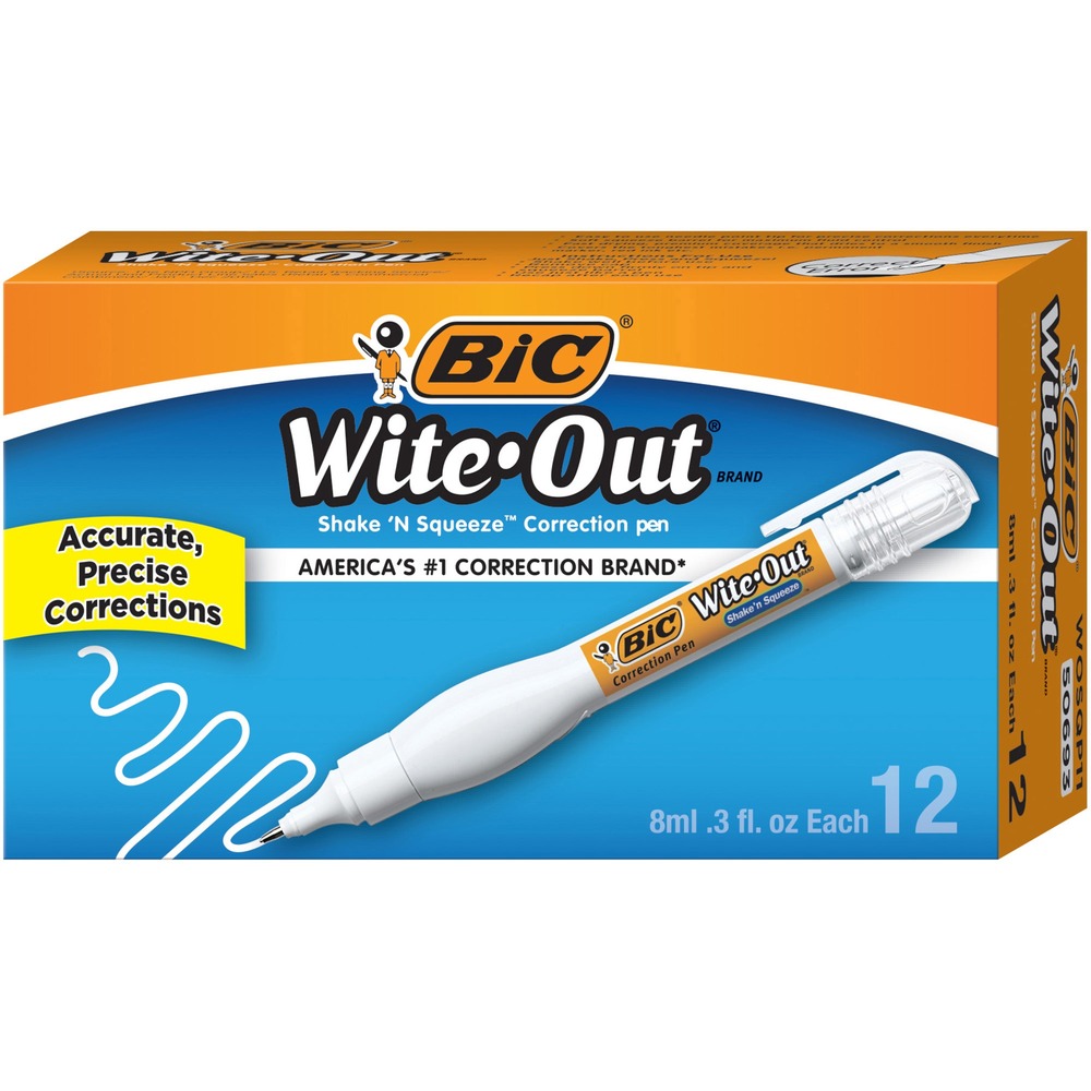 BICWOSQP11BX - Needlepoint tip of this Shake 'N Squeeze Correction Pen provides increased precision and neatness. The soft, squeezable body corrects with less effort and more control. Simply shake and squeeze. All-purpose correction fluid dries fast and provides premium coverage with a smooth finish. The cap clip easily attaches to notebooks and binders.