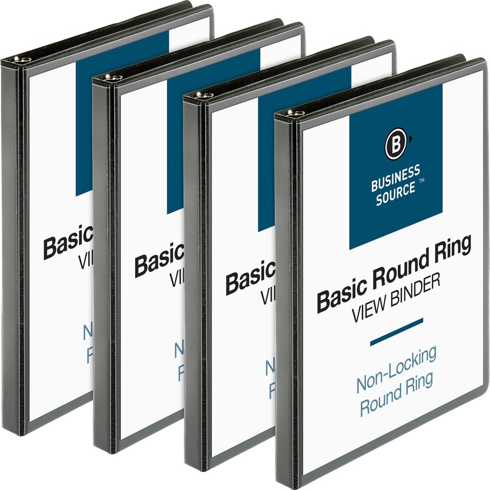 BSN09950BD - Round-ring view binder offers crystal-clear, nonglare overlays to customize the covers and spine for your letter-size presentations. Back-mounted metal rings allow pages to lie flat. 1/2" capacity holds up to 125 sheets. Clear pockets on the inside covers offer extra document storage with a 30-sheet capacity for each pocket. Design also features a sturdy chipboard core and exposed rivets. Binder is made of polypropylene for durability and resilience.