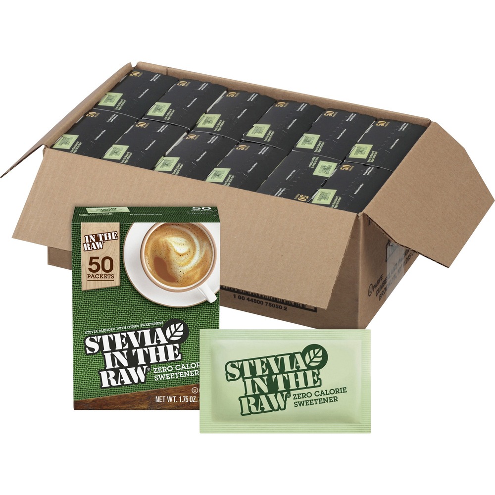 SMU75050CT - Stevia in the Raw is a calorie-free, 100 percent natural zero calorie sweetener, derived from the sweet leaves of the stevia plant, native to South America. Stevia contains no artificial ingredients, colors or preservatives. Sweetener comes in single-serve packets.