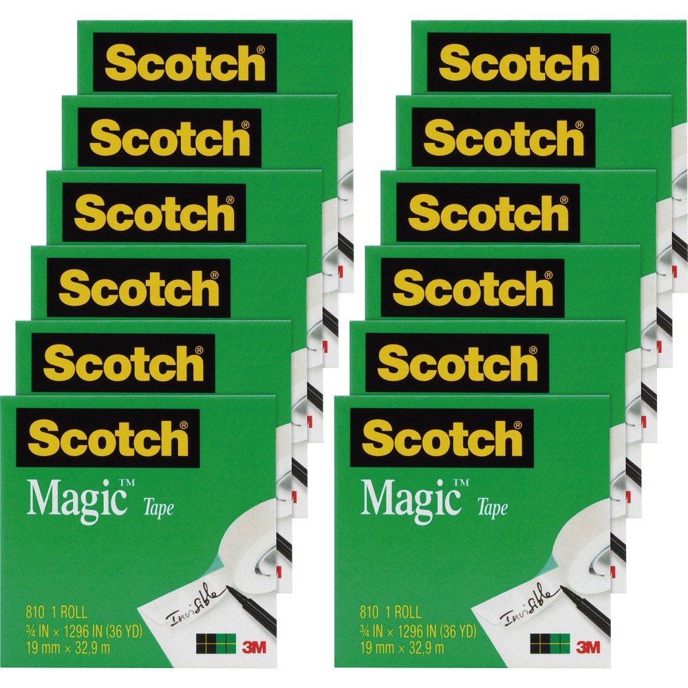MMM810341296PK - Scotch Magic Tape is the original matte finish, invisible tape. It disappears on most papers so it's easy to scan and read documents. This versatile tape is ideal for permanent paper mending and many other uses. It pulls off the roll smoothly, cuts easily and resists splitting and tearing. It will not dry out or yellow. Write on it with pen, pencil or marker. Tape is also photo-safe (determined in accordance with ISO Standard 18916).