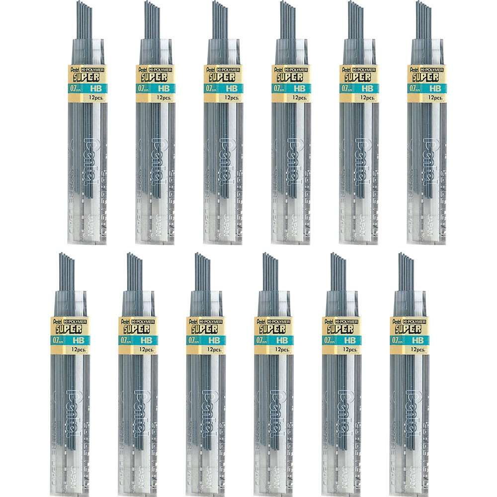 PEN50HBBX - Super Hi-Polymer Lead Refills produce crisp lines of consistent darkness, smoothness and density in mechanical pencils. Each super-strong lead writes as far as an entire wooden pencil and produces a dark line. A 12-piece tube is equivalent to 12 wooden pencils.