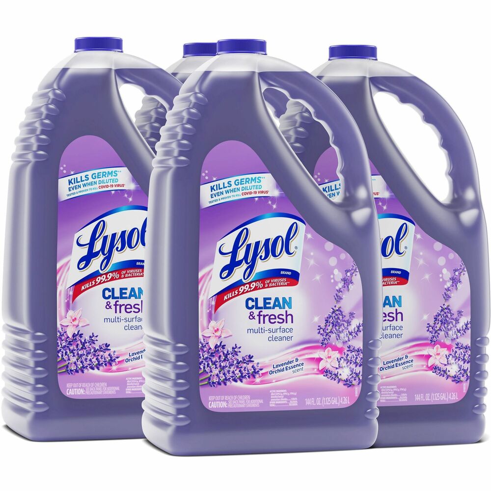 RAC88786CT - Help protect your workplace against viruses and bacteria with this versatile, concentrated, Lysol Pourable Multi-Surface Cleaner. Broad-spectrum disinfectant kills germs, including cold and flu viruses, RSV, E. coli, Salmonella and the virus that causes COVID-19 on hard, nonporous surfaces when used at full strength or diluted. Give cleaning crews the ability to cut through tough grease, grime, soap scum and daily messes with a multisurface formula that works in spray bottles and mop buckets. All-in-one design works as a disinfectant, restroom cleaner and floor cleaner to clean high-touch surfaces in breakrooms, classrooms, guest/resident rooms, manufacturing areas and work spaces. Concentrated formula makes up to 288 spray bottles of 32 oz. cleaning solution and delivers a pleasant scent.