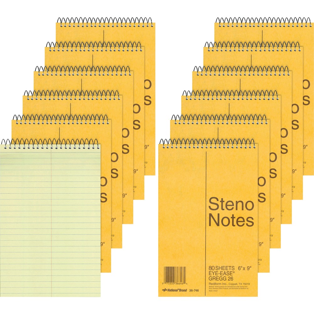 RED36746PK - Steno notebook is ideal for recording information and taking notes. Standard eye-ease paper is Gregg-ruled and has a faint center line. Rigid brown board cover protects your notes. Wirebound notebook contains 80 sheets of 16 lb. paper.
