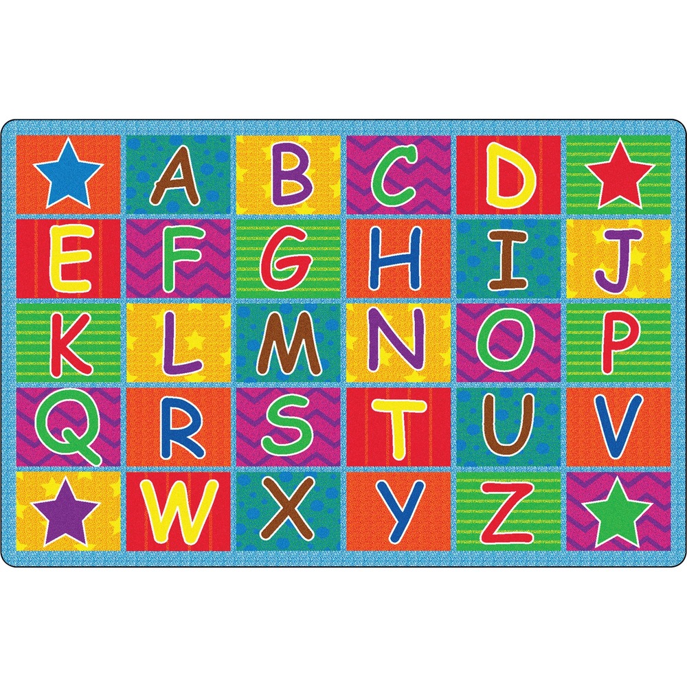 FCIFE33422A - Cheerful alphabet rug features a colorful design that showcases each letter of the alphabet to help your students build early letter-recognition skills. High-quality print is manufactured at 645 dpi for crisp, detailed images with excellent definition and clarity. Highly durable construction provides the strength you need to withstand the rigors of harsh classroom environments for long-lasting use. Antimicrobial treatment helps you maintain a germ-free environment by guarding against odor, mildew and mold. Alphabet rug is perfect for early learning centers, common areas, media centers, libraries, classrooms and more.