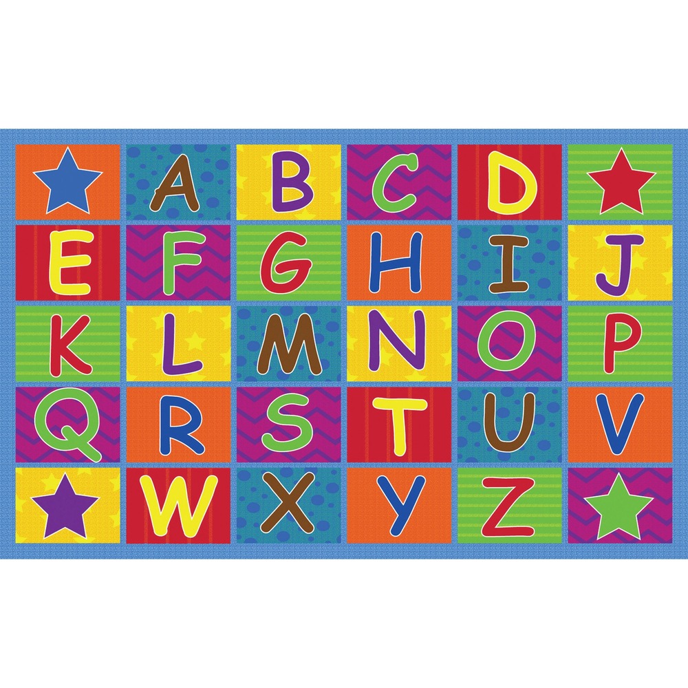 FCIFE33444A - Cheerful alphabet rug features a colorful design that showcases each letter of the alphabet to help your students build early letter-recognition skills. High-quality print is manufactured at 645 dpi for crisp, detailed images with excellent definition and clarity. Highly durable construction provides the strength you need to withstand the rigors of harsh classroom environments for long-lasting use. Antimicrobial treatment helps you maintain a germ-free environment by guarding against odor, mildew and mold. Alphabet rug is perfect for early learning centers, common areas, media centers, libraries, classrooms and more.