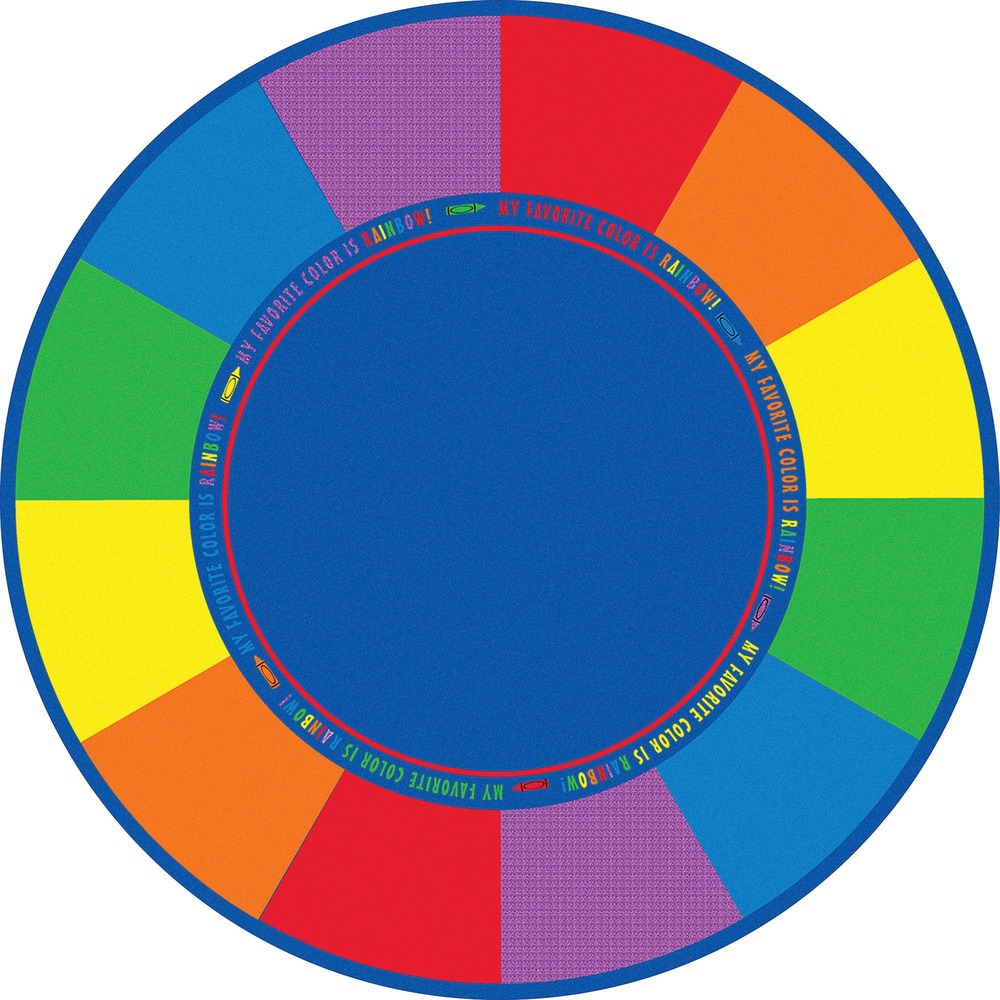 FCIFE40171A - This round rug features six classic primary colors and a seating spot for up to 12 young adults for organized seating during any activity. Scotchgard Protector resists heavy soils so you can more effectively clean the rug after spills and accidents. High-quality print is manufactured at 645 dpi for crisp, detailed images with excellent definition and clarity. Highly durable construction provides the strength you need to withstand the rigors of harsh classroom environments for long-lasting use. Antimicrobial treatment helps you maintain a germ-free environment by guarding against odor, mildew and mold.