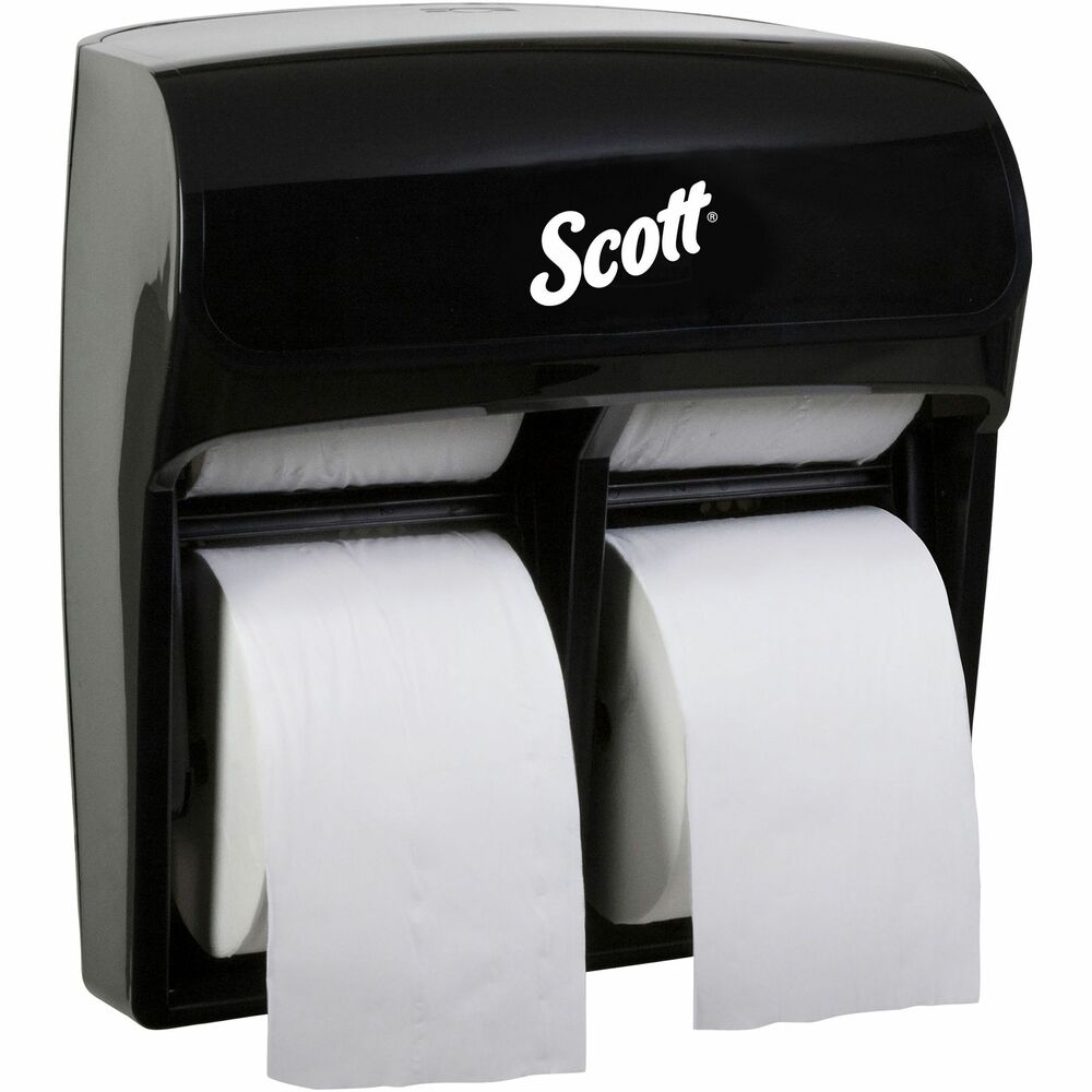 KCC44518 - Single-roll bathroom tissue dispenser is more compact than leading high-capacity SRB systems. It is made of durable plastic and holds four rolls of Scott or Cottonelle coreless bathroom tissue, and Scott Small Core tissue. Tissue dispenser is designed to deliver an exceptional experience as well as provide consumption control in high-traffic facilities. The dispenser features include an H-mandrel to easily advance from one roll to avoid outages. When installed properly, this dispenser meets ADA standard 28 CFR, Part 36. More from the Manufacturer