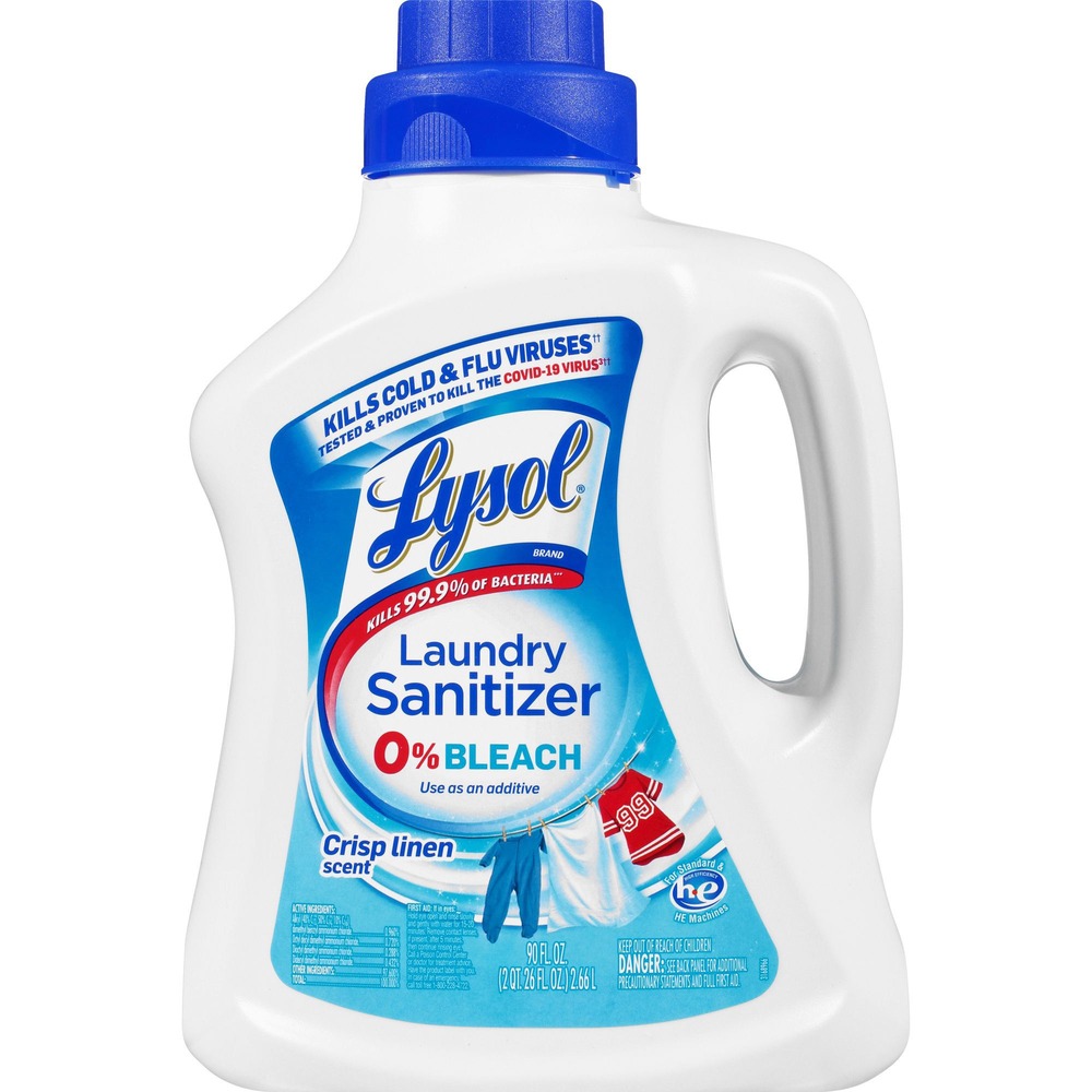 RAC95872 - Used as an additive, this laundry sanitizer kills 99.9 percent of the bacteria that detergents leave behind without the use of bleach to safely sanitize your clothes when you need it. Versatile formula works in cold water and is suitable to use with both whites and colors. Laundry sanitizer is perfect for eliminating bacteria that can cause illnesses and create lingering odors from clothes, beddings, towels, sportswear, delicates and more. Laundry sanitizer is designed for standard and high-efficiency (HE) machines.