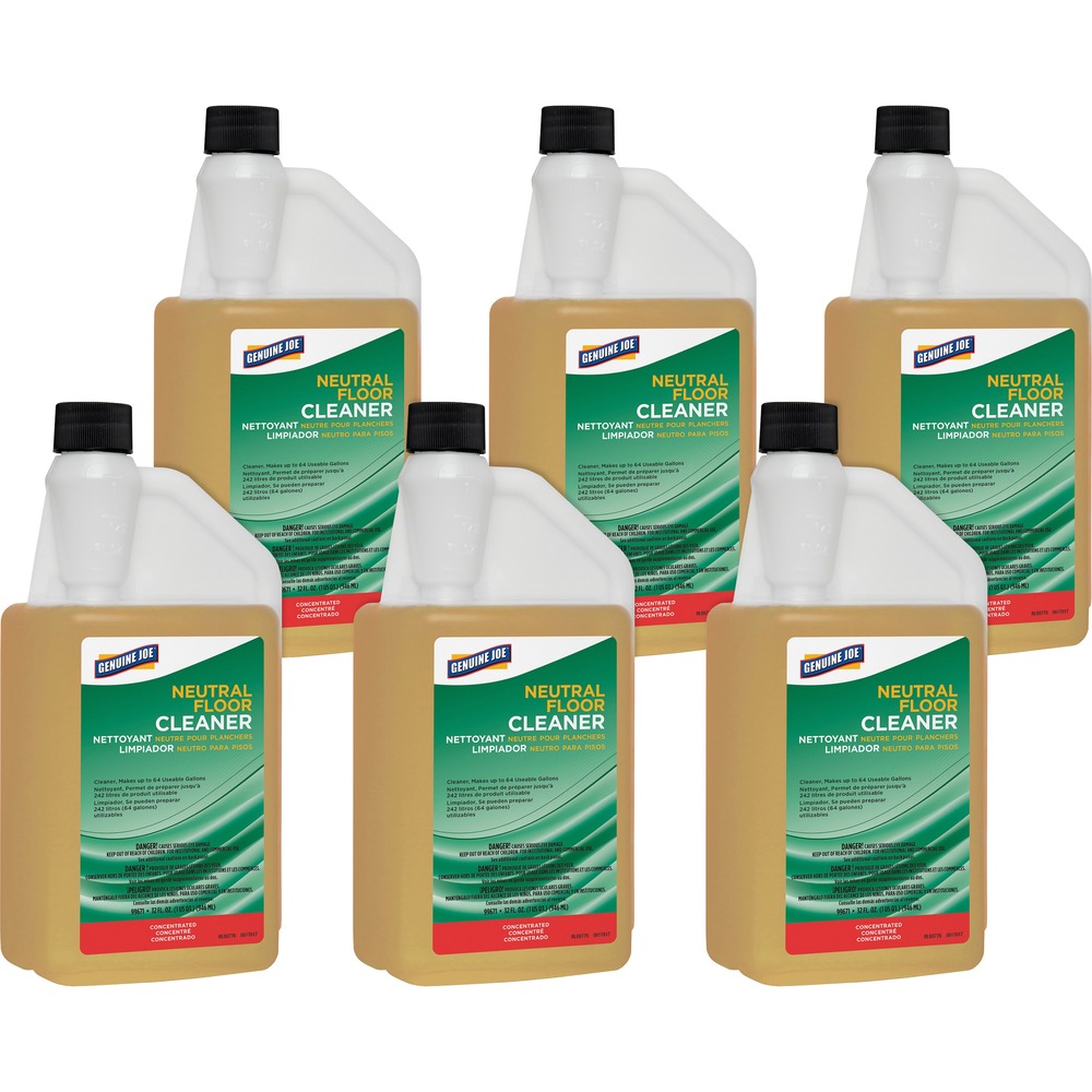 GJO99671CT - Neutral floor cleaner is environmentally recognized for reduction of carbon footprint. It makes up to 64 ready-to-use gallons per the 32 oz. portion-control bottle. Neutral pH won't harm or dull any hard surface. This mild cleaner will emulsify and suspend dirt and grime from tabletops to floors and from spray bottle to auto-scrubber. You can also spray it on appliances, desks, plastic, stainless steel and painted surfaces. Floor cleaner includes a built-in measuring cup for precise and no-spill use. The dilution ratio is 1:256 (1/2 oz. per gallon.)