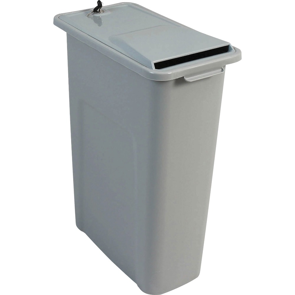 HSM1070070210 - Designed to fit in tight spaces, this lockable shred bin has a tamper-proof lid for confidential disposal. Wide slot provides a convenient insertion point for confidential documents that need to be shredded. Grips on both ends allow easy emptying.