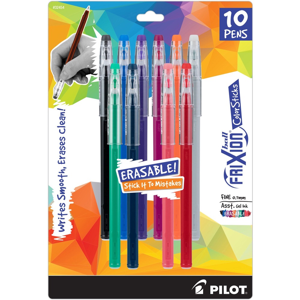 PIL32454 - Find freedom in infinite do-overs. FriXion Erasable Pens write smoothly and erase cleanly, without damaging documents, or messy eraser shavings. The heat generated by erasing friction causes the unique, thermo-sensitive ink to become clear and disappear from the page. You can write, erase, and re-write until you bring your vision to life. Make written mistakes a thing of the past. 