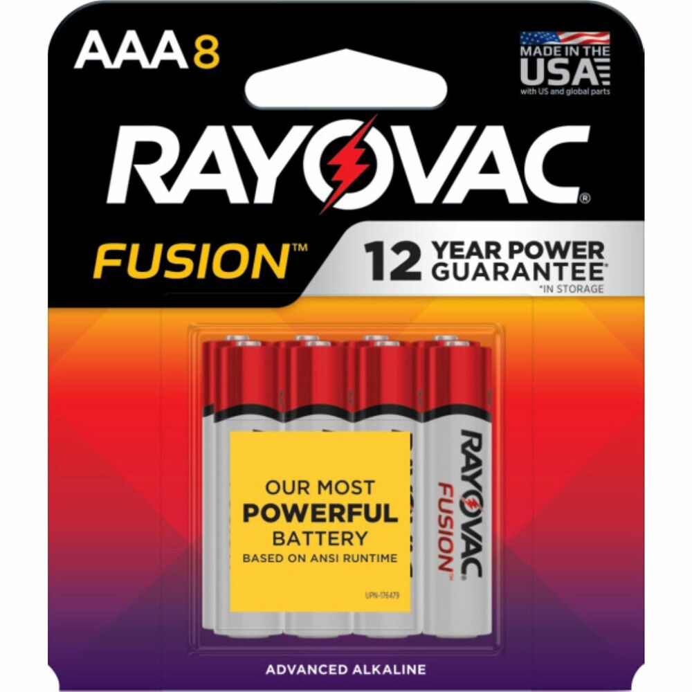 RAY8248TFUSK - Fusion Premium AAA Batteries delivers maximum performance to high-drain devices. These advanced, alkaline AAA batteries are engineered with a Universal Power system to provide optimal performance in a wide variety of devices. Use these high-performance batteries daily in the most power-hungry devices, including your wireless microphone, video game controller and high-powered toys. An Enriched Core provides a longer battery life to keep your devices running and increases dependability to last up to 12 years in storage. Patent-pending Micro-Separator provides more room for active ingredients while its synthetic design increases reliability.