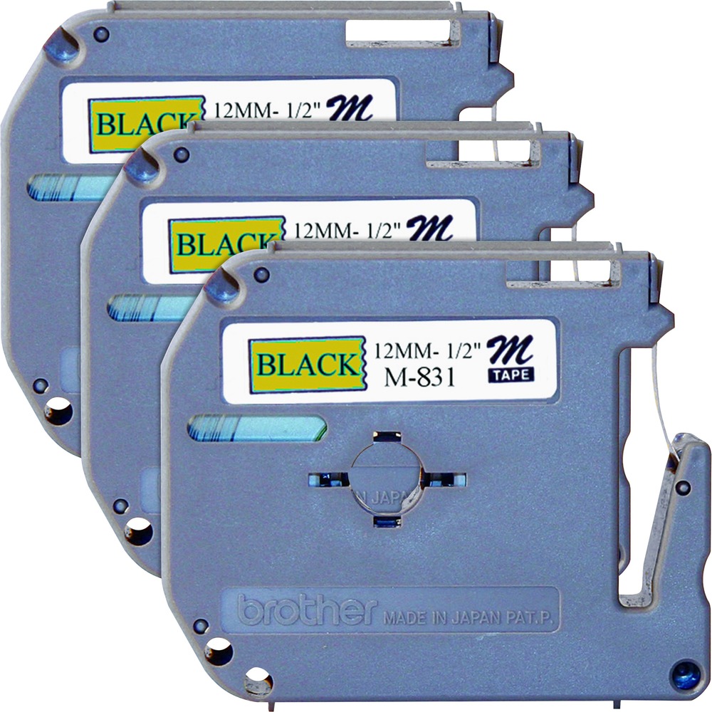 BRTM831BD - Create labels for home, home office, school or hobby applications using this 1/2" Black on Gold tape. It is designed for use with Brother P-Touch machines including PT-100, PT-110, PT-45M, PT-55BM, PT-55S, PT-65, PT-65SB, PT-65SCCP, PT-65SL, PT-65VP, PT-70, PT-70B, PT-70BBVP, PT-70BM, PT-70BMH, PT-70DIY, PT-70HK, PT-70HOL, PT-70HOT, PT-70SP, PT-70SR, PT-75, PT-80, PT-80EU, PT-80SCCP, PT-85, PT-90 and PT-M95. Nonlaminated tape is perfect for indoor and light use. It yields 26.2'.