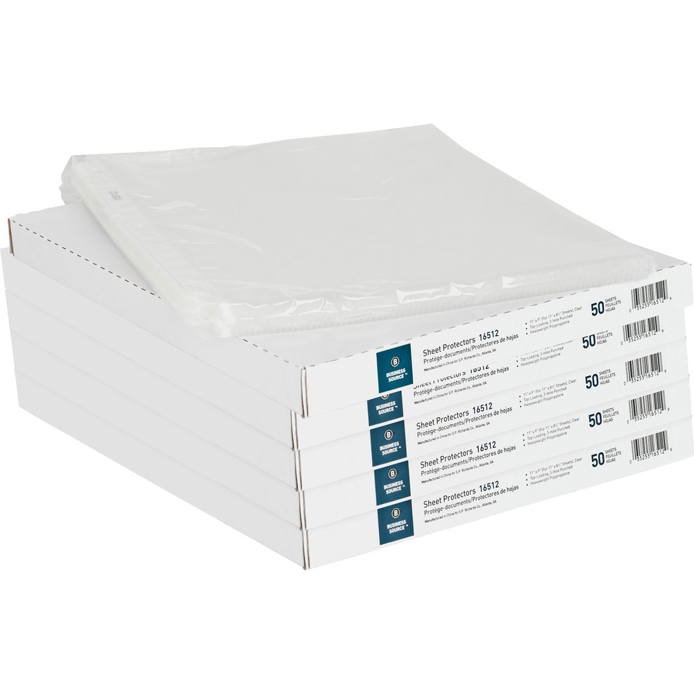 BSN16512BD - Durable, top-loading sheet protectors hold letter-size inserts without punching. Printed materials do not stick or lift off this specially formulated polypropylene material. Design features a reinforced strip at binding edge and three-hole punched sides. Die-cut corners on ring side allow pages to turn freely. Oversized ring binders and indexes are sold separately.