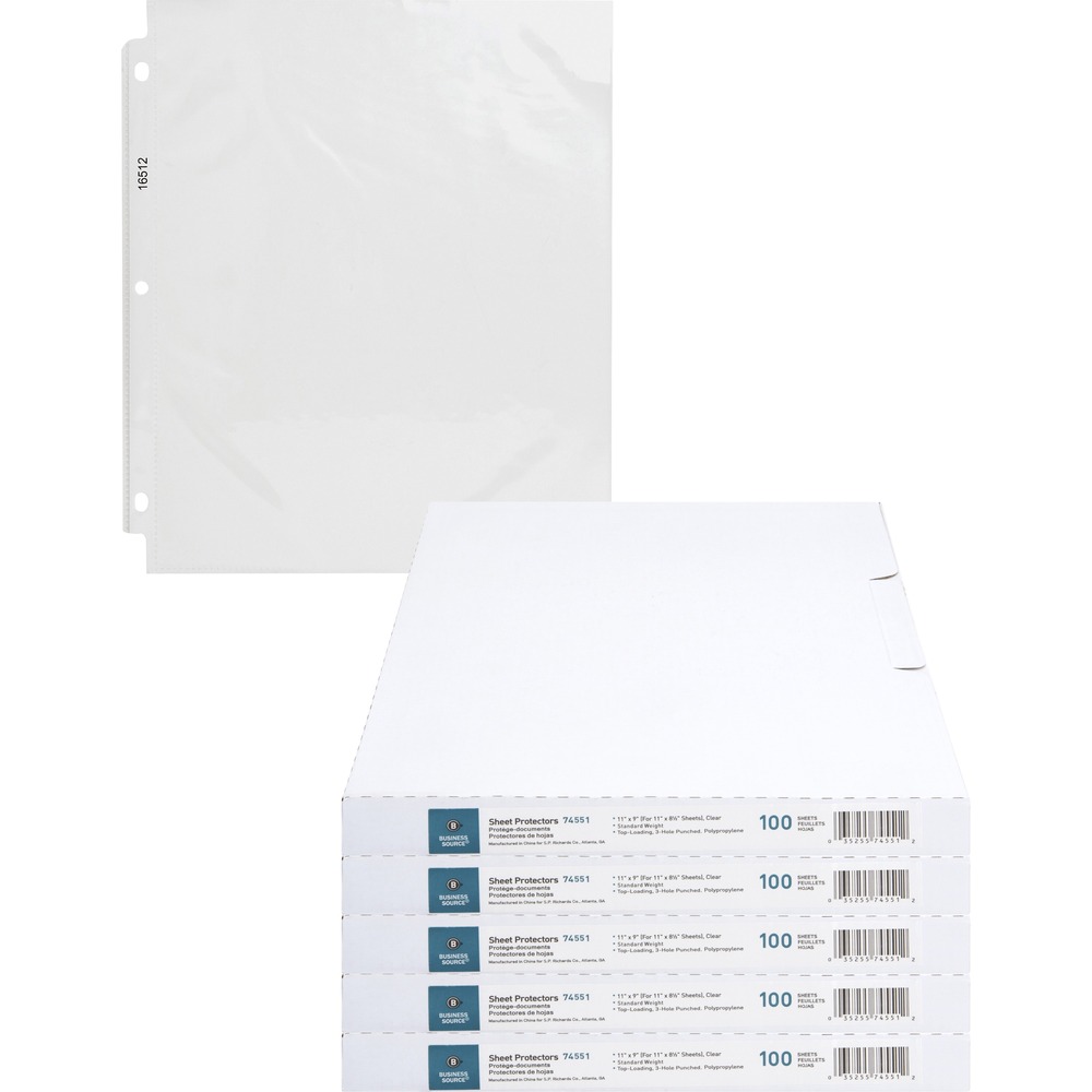 BSN74551CT - Durable, top-loading sheet protectors hold letter-size inserts without punching. Printed materials do not stick or lift off this specially formulated polypropylene material. Design features a reinforced strip at binding edge and three-hole punched sides. Die-cut corners on ring side allow pages to turn freely. Oversized ring binders and indexes are sold separately.