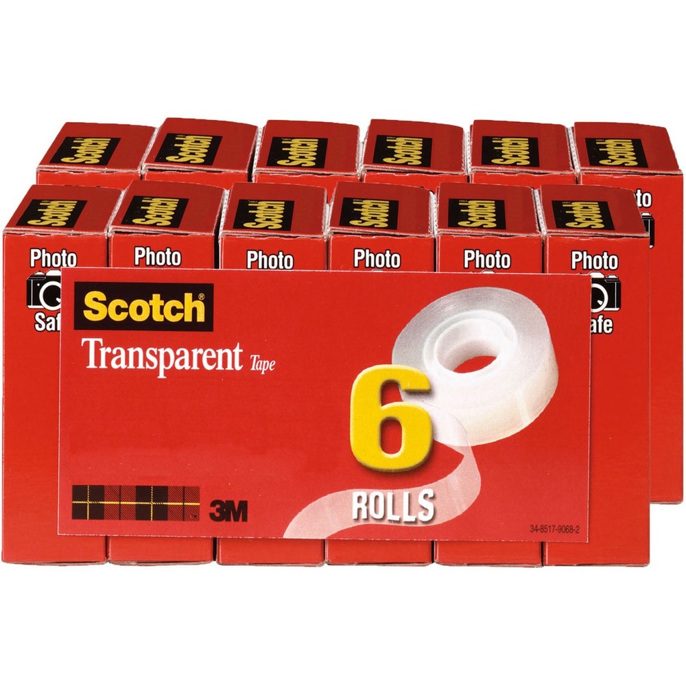 MMM6006PKBD - Scotch Transparent Office Tape is a glossy tape that is crystal-clear for a professional appearance. Instant adhesion delivers excellent holding power for your most critical taping tasks. Clear when applied, it doesn't yellow with aging. Tape pulls off the roll smoothly and cuts easily. It is ideal for multipurpose sealing, label protection, general-purpose wrapping and mending. Tape is also photo-safe (determined in accordance with ISO Standard 18916). More from the Manufacturer