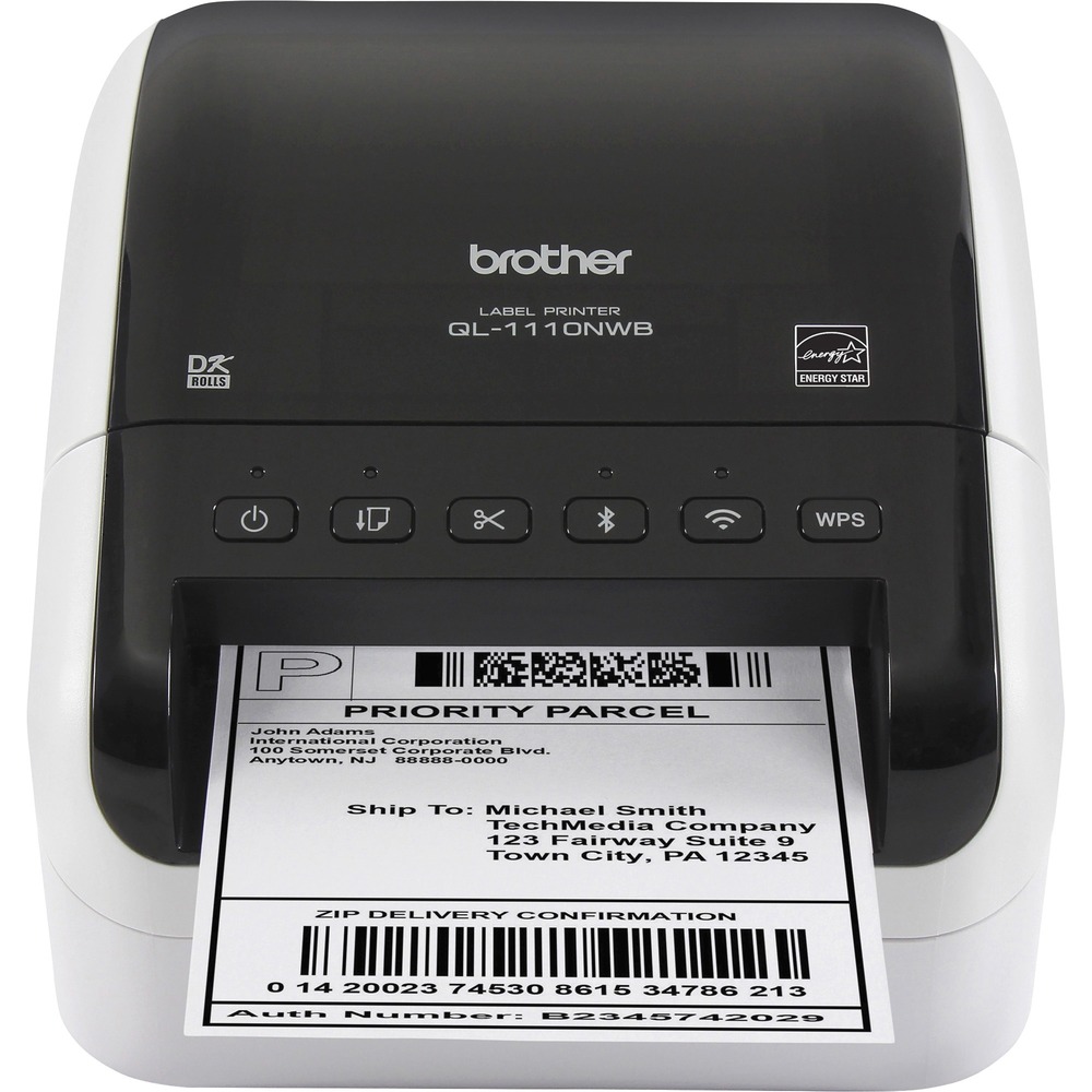 BRTQL1110NWB - Create cost-effective paper labels for packages, file folders, name badges, postage and more with this wireless, wide-format label printer. It delivers flexible connectivity and fast printing up to 69 standard address labels per minute with black text at 300 dpi. Interfaces include Bluetooth wireless technology, Ethernet and Wireless (802.11b/g/n). Maximum printing width is 4". Maximum printing speed is 4.3" per second. Durable automatic cutter makes it easy to customize your labels. The "Plug & Label" feature means no software installation required for Windows PCs. Convenient, Brother DK drop-in labeling supplies make it easy to load and refill labels. With direct thermal printing via a thermal head, the label printer needs no ink or toner. More from the Manufacturer