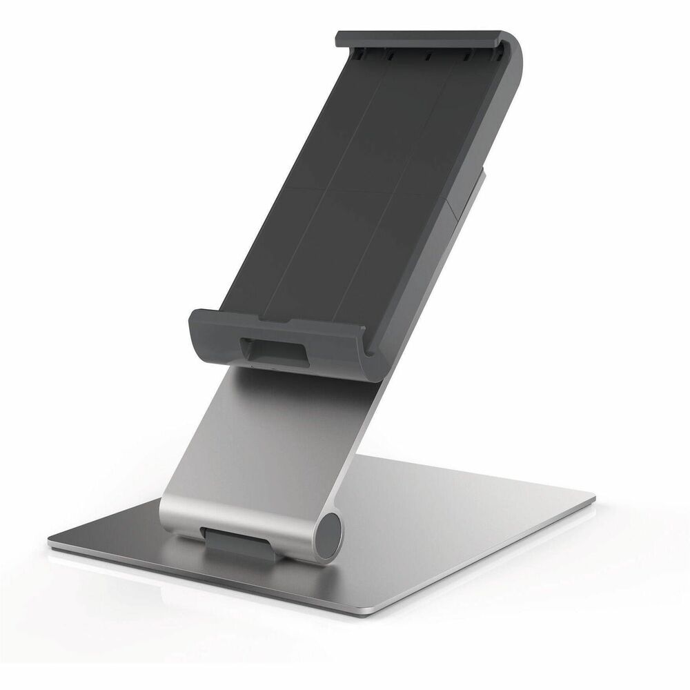DBL893023 - Desktop Tablet Holder is suitable for the professional use of tablets in offices, at reception desks and in sales and exhibition rooms. With its elegant surfaces and excellent stability, it is also a great tool for presentations. Easy-to-use design allows you to quickly insert and remove your tablet. Rotatable design offers snap-in points at every 90 degrees for portrait or landscape viewing. Aperture in the holder serves as charging cable outlet for the tablet. Flexible, tilt angle adjustment of the arm can be moved from 0 degrees to 88 degrees. Variable fit accommodates all tablets from 7" to 13". More from the Manufacturer