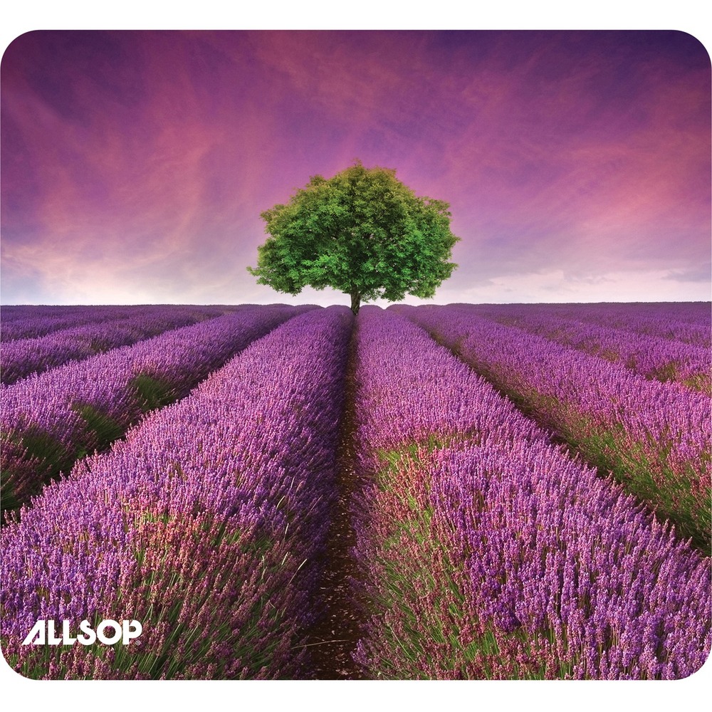 ASP31422 - Personalize your work area with eco-friendly Allsop NatureSmartï¿½ image mousepads. NatureSmartï¿½ mousepads feature a high-quality fabric surface that guarantees both accurate mouse movements and a soft, comfortable surface for all day use. The innovative Eco-baseï¿½ is a non-skid base made with 60% post-industrial recycled rubber and no glue or harmful chemicals are used to attach the soft-cloth surface to the base.