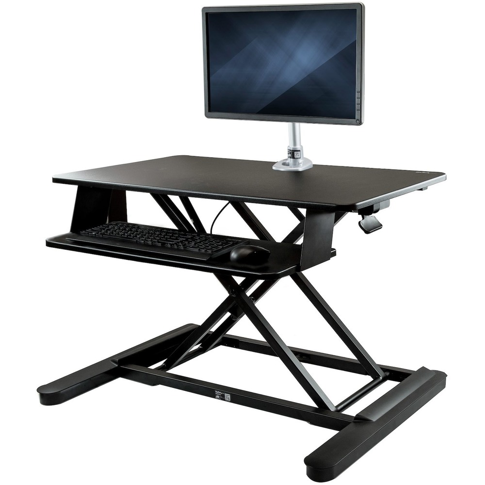 STCBNDSTSLGPVT - The sit-stand desk converter with pole-style monitor arm enhances your productivity and comfort. This ergonomic desk solution includes two products: the spacious ARMSTSLG (ARMSTSLG) and the ARMPIVOT (ARMPIVOT), supporting a monitor up to 30". The monitor mount provides extended height adjustment along the pole, and tilts for optimum viewing. Go from sit to stand, with one touch With one touch, switch your position from sitting to standing or vice versa, to keep a balanced level of movement throughout the day. The height-adjustable standing desk workstation features a pneumatic spring that makes it easy to raise or lower your work surface up to 15.7" (400 mm), to suit your height requirements (instead of selecting from pre-determined heights). You can also adjust the tension, to make height adjustments even easier. Improve your viewing angle, with easy monitor adjustment The included monitor mount features a support post that's 11.89" (302 mm) tall, for a much greater height-adjustment range than a typical monitor stand can provide. Adjust your viewing angle with +90/-15° tilt. The monitor mount also supports landscape-to-portrait display rotation. Easy setup Simply place the sit-stand desk converter on your existing desk (minimum 26" depth). Then, attach the monitor mount using the grommet hole and included grommet-mount hardware. The BNDSTSLGPVT is backed by a StarTech.com 2-year warranty and free lifetime technical support.