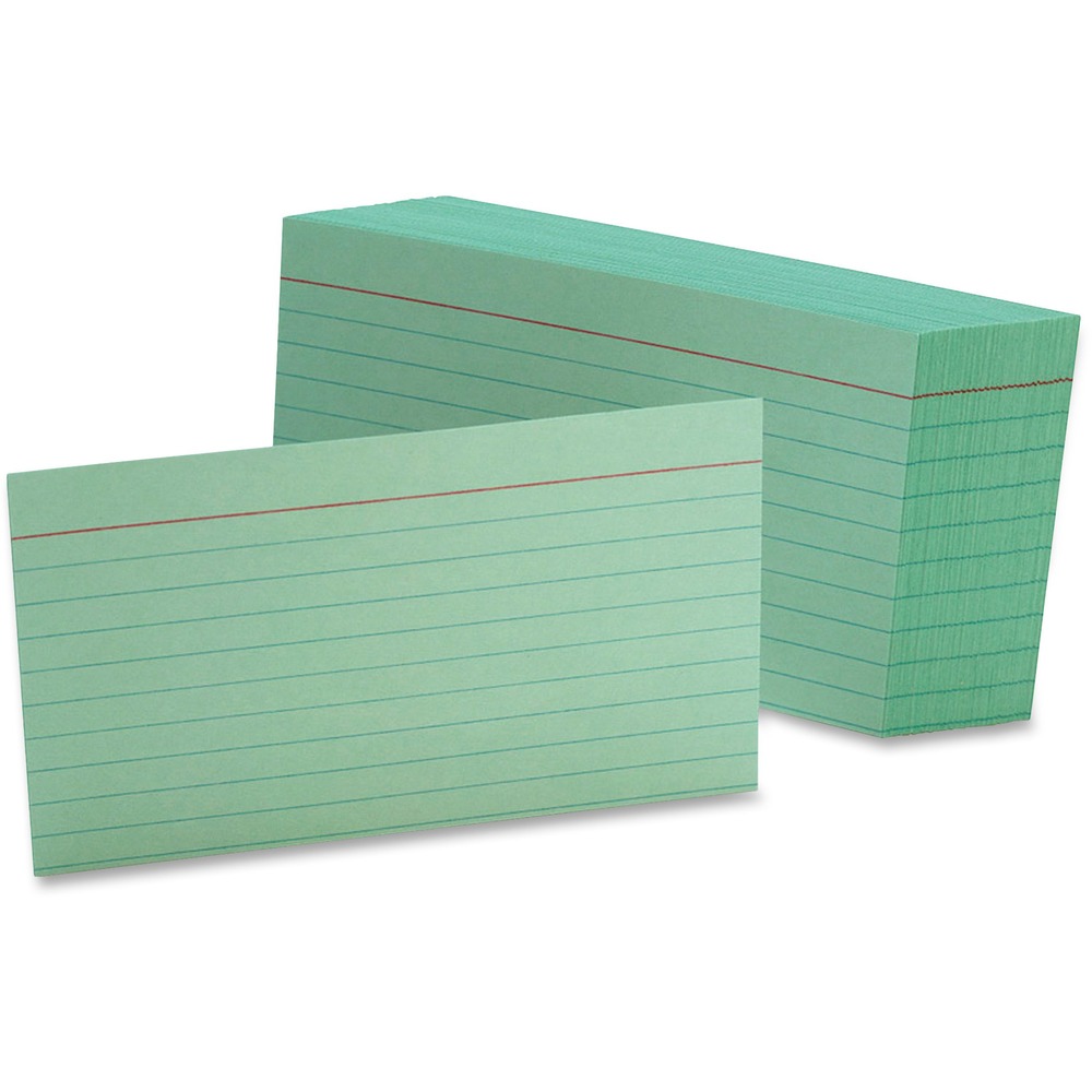 OXF7321GRE - Make note-taking easy and fun with colored ruled index cards. Cards are rotary cut for uniform height and printed with rules on one side, blank on the other.