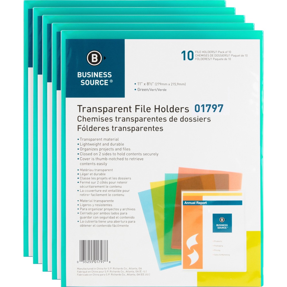 BSN01797BX - File holders help organize and protect your documents during travel with a capacity of approximately 20 sheets. Two sides are sealed to keep letter-size documents and files secure. Use the thumb-notched cover to easily access the contents. Polypropylene material is water-resistant and prevents photocopy transfer. Lightweight file holders are transparent for easy identification of contents and offer a 0.185mm thickness.