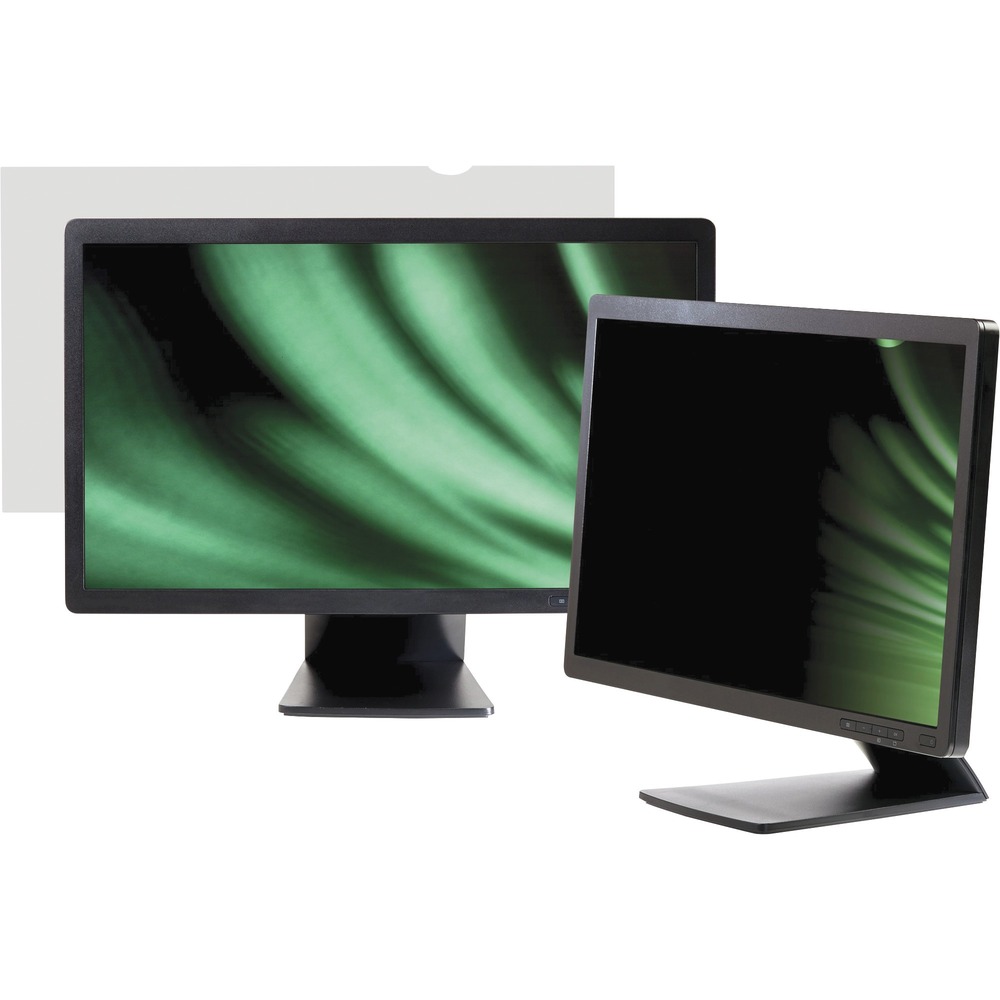 BSN59351 - Blackout Privacy Filter is designed to prevent unauthorized viewing on wide-screen monitors. Design helps ensure the privacy of on-screen data on your 22" LCD wide-screen monitor. Microlouver technology creates a narrow viewing angle so the image is only visible to those directly in front of the screen. Side view is black. Frameless filter overlays LCD surface for a built-in look. Filter also eliminates glare, increases contrast and protects LCD surface from damage. Aspect ratio is 16:10. Actual dimensions are 18-11/16" wide x 11-11/16" high.