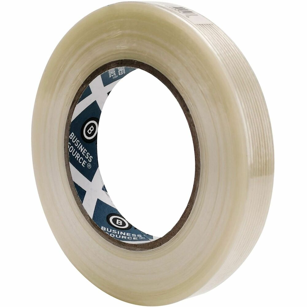 BSN64004 - Filament Tape delivers superior performance. Film backing reinforced with fiberglass filaments offers a full 180 lb. tensile (bursting) strength. It meets USPS and UPS specifications. Core measures 3".