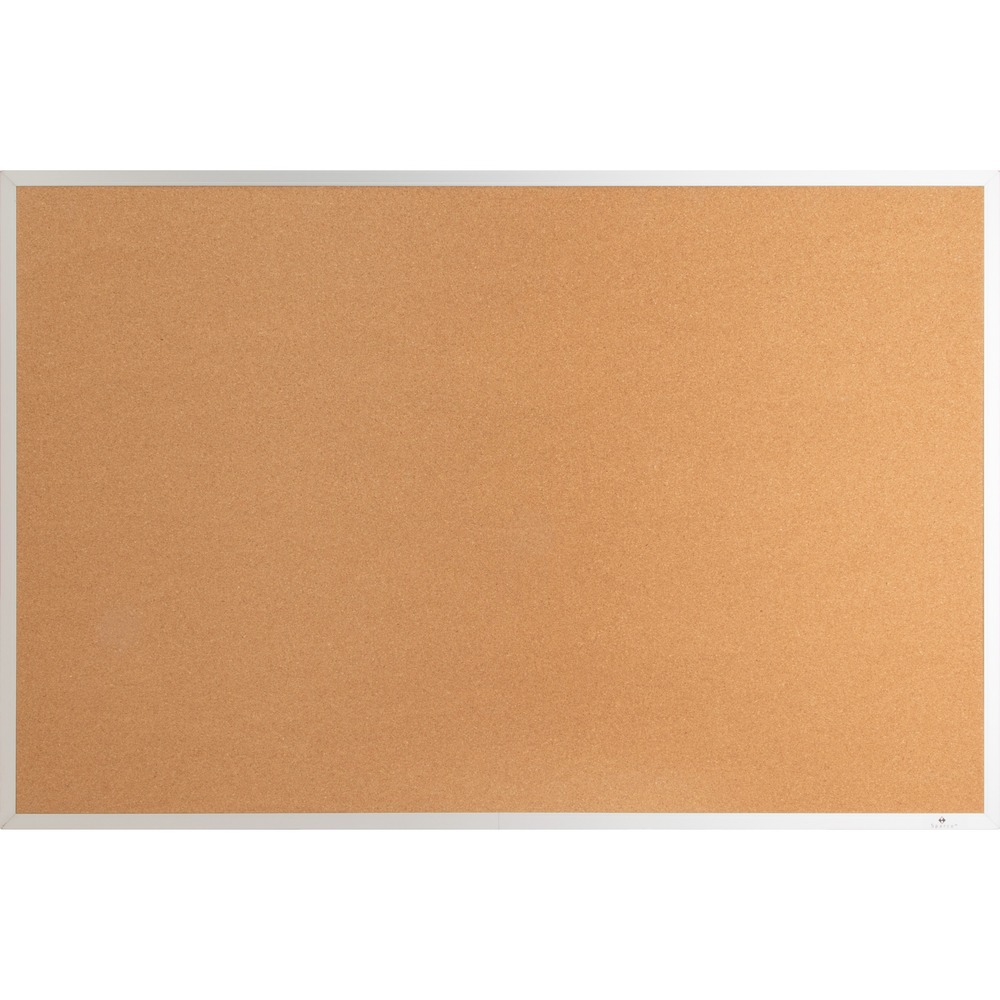 LLR19764 - Corkboard features thick cork that is laminated to sturdy fiberboard with a sealed back. Design provides long-lasting service and prevents warping. Cork is 0.8mm thick with an 8.5mm backing. Pushpins and tacks penetrate easily and hold firmly. Corkboard has an aluminum frame and includes mounting hardware.