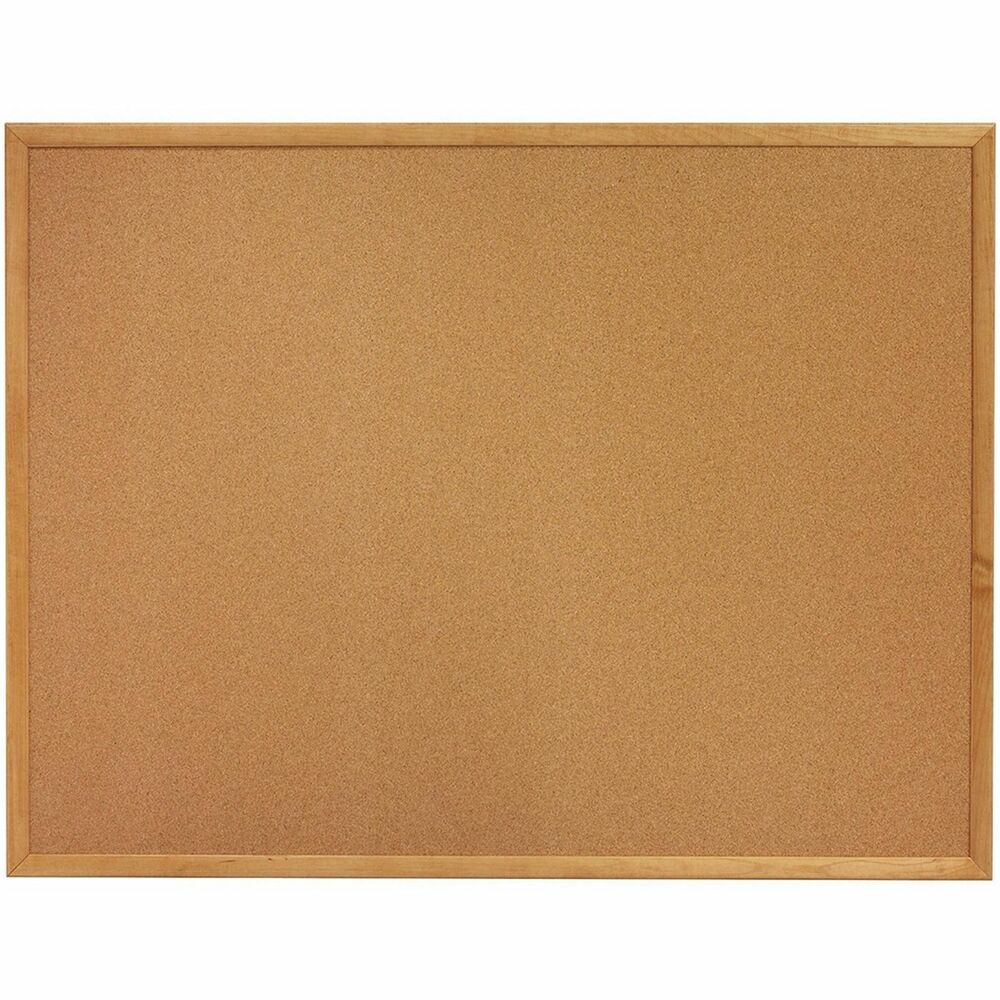 LLR19766 - Corkboard features thick cork that is laminated to sturdy fiberboard with a sealed back. Design provides long-lasting service and prevents warping. Cork is 0.8mm thick with an 8.5mm backing. Pushpins and tacks penetrate easily and hold firmly. Corkboard has an oak finish frame and includes mounting hardware.