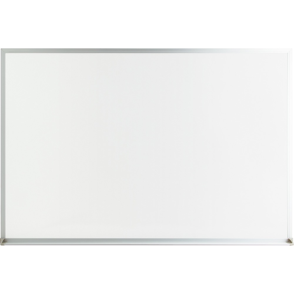 LLR19769 - Economy dry-erase board offers a white melamine surface that is easy to write on with dry-erase markers and just as easy to erase. Marker tray provides a convenient place to store your markers. Board also includes an aluminum frame and hanging hardware.