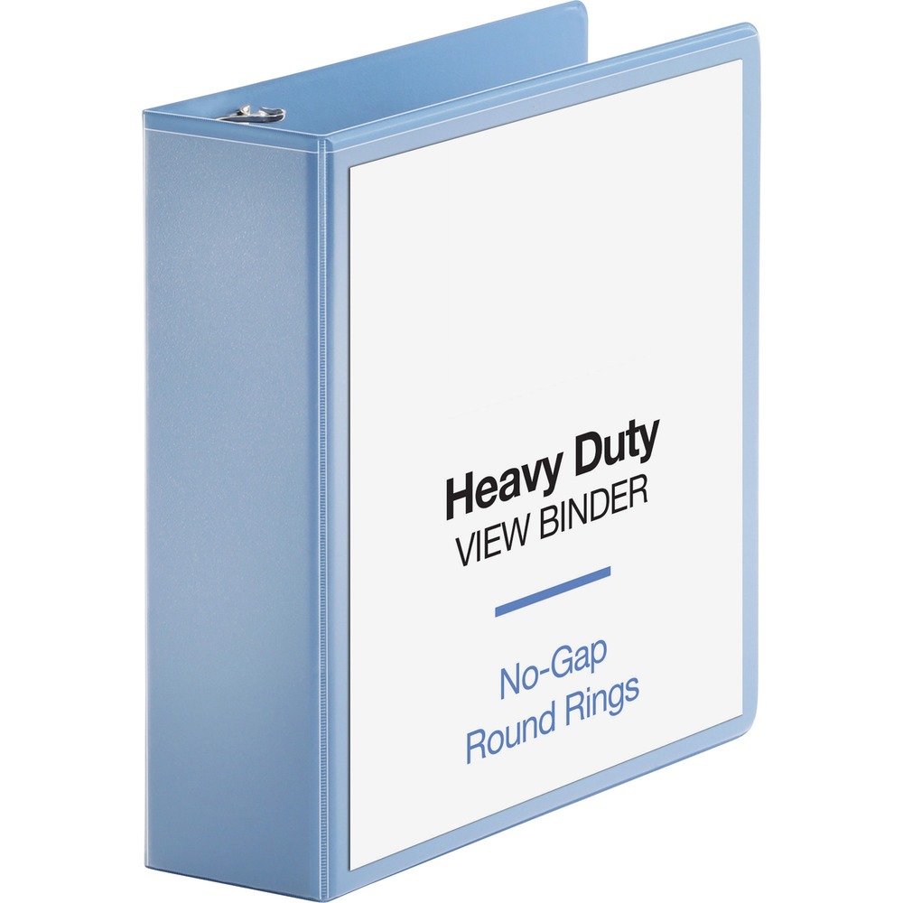 BSN19752 - Round-ring view binder offers crystal-clear, wrinkle-free, nonglare overlays that resist toner transfer and quality no-gap rings that close securely and resist separation. For durability and resilience, the cover material and overlays are made from polypropylene with a heavy board material in the front and back covers. Steel ringlets are attached to the inside back cover instead of the spine so pages lie flat. 3" capacity holds approximately 625 sheets. Binder also features two clear interior pockets, a sturdy chipboard core and exposed rivets. Each pocket holds 40 sheets.