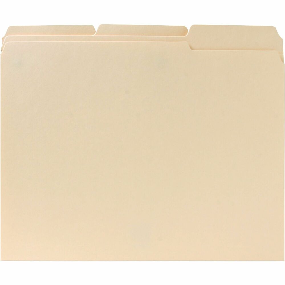 BSN211113 - File folders feature 1/3-cut tabs in assorted positions. Two-ply tabs are 1/2" high and undercut for label visibility. Top corners are rounded. File folders are scored for 3/4" expansion and made of 11 point heavyweight stock.