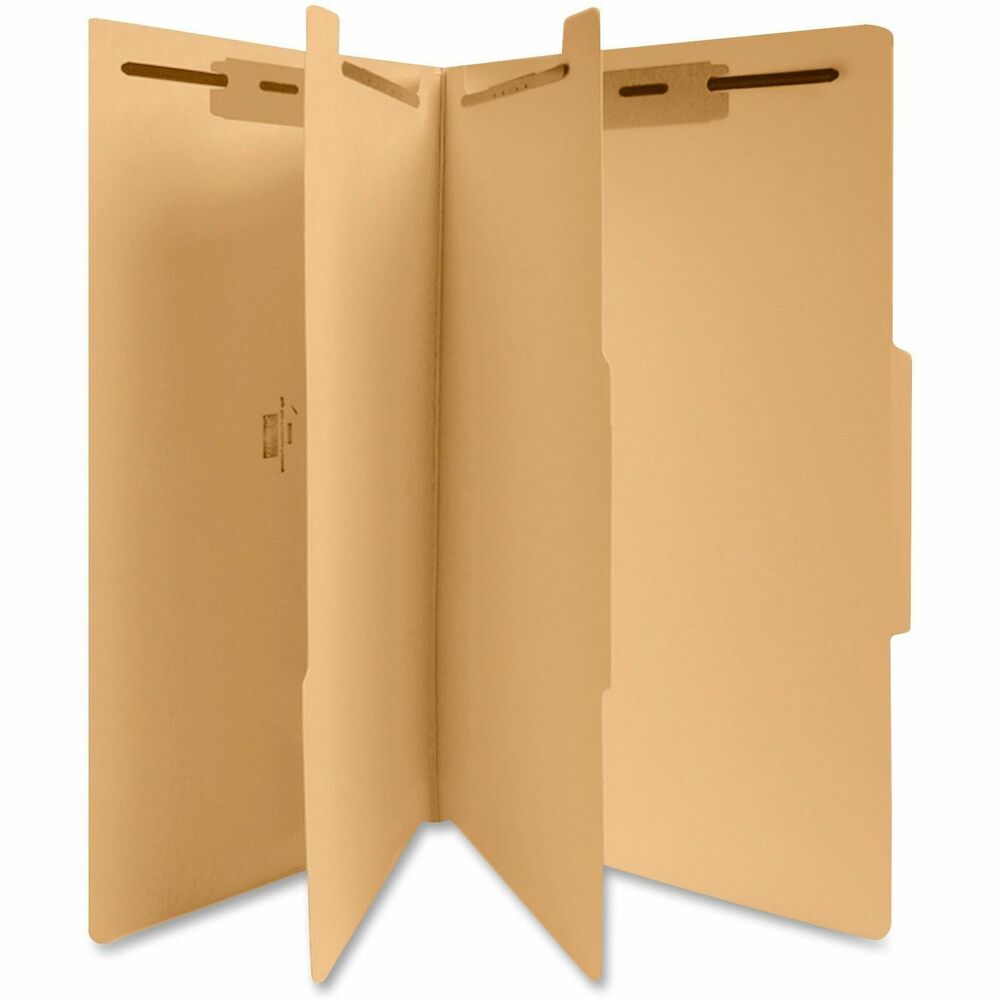 BSN95008 - Classification folders are made entirely of 18 point manila stock. Two bonded 2" capacity fasteners on front and back panels and two dividers with 1" fasteners create six separate filing surfaces for your documents. Each folder expands 2".
